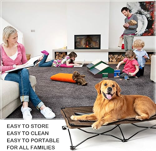 Miniatura 6 de YEP HHO Cama plegable elevada para mascotas de 54 pulgadas de largo, portátil, transpirable, refrescante, de malla de textileno, cama para dormir