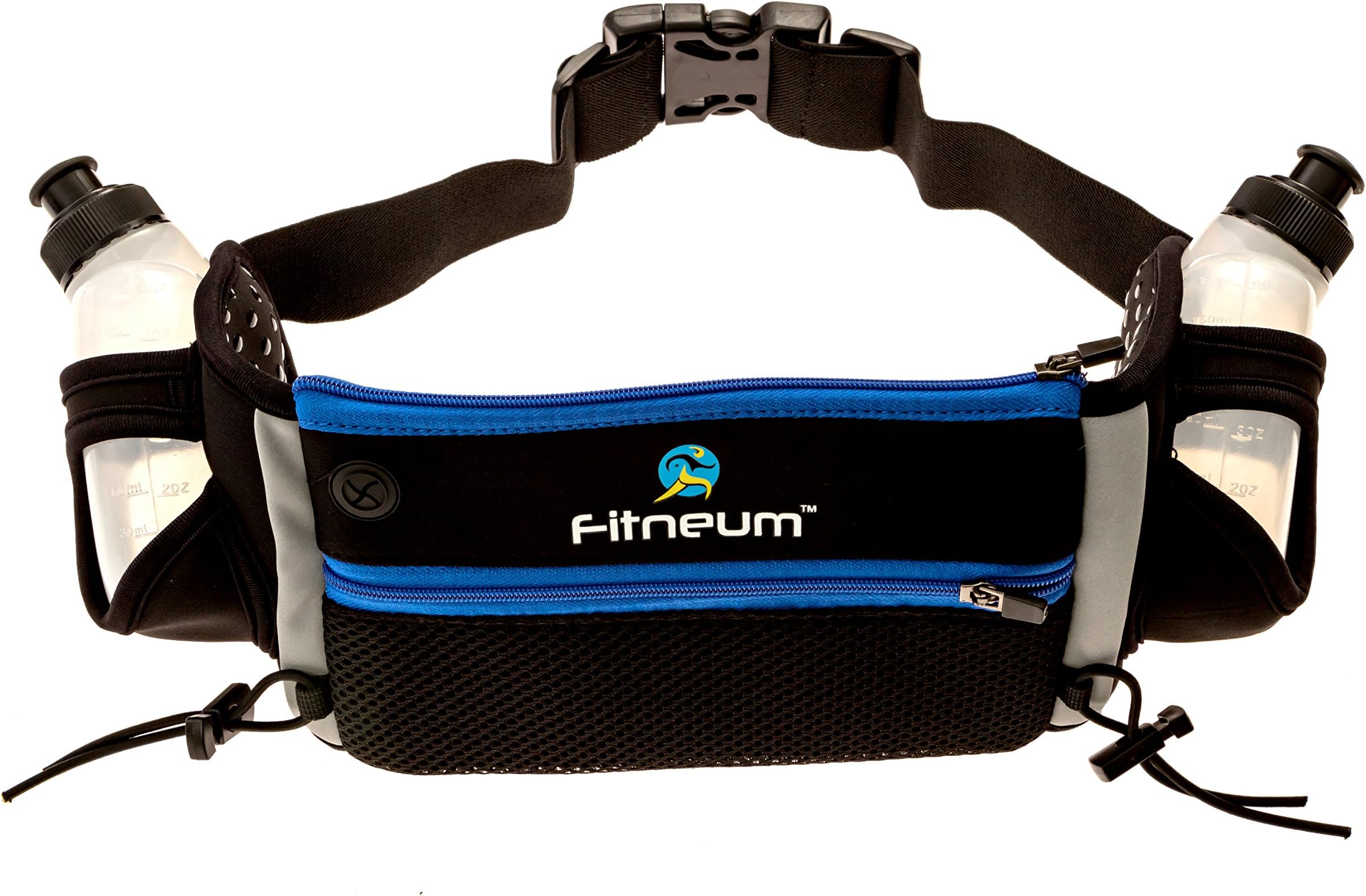 Hydration Belt For Running and Hiking Fits iPhone X and Samsung S8 Plus - Includes 2 Premium BPA Water Bottles