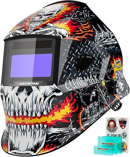 ARCCAPTAIN Casco de soldadura oscurecimiento automático, 1/1/1/1 capucha de soldadura de color verdadero, 4 sensores de arco 1/25000s tiempo de