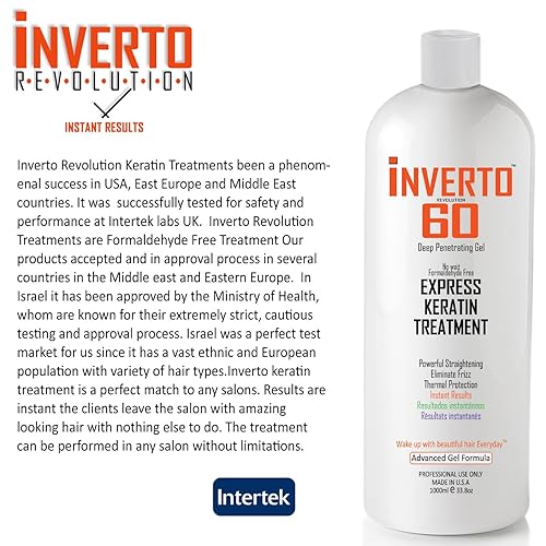 Miniatura 5 de INVERTO 60 Advanced Gel Keratin Hair Treatment Formaldehyde Free, 4.1 fl oz Keratin Tratamiento Alisado y Reparación del Cabello Dañado