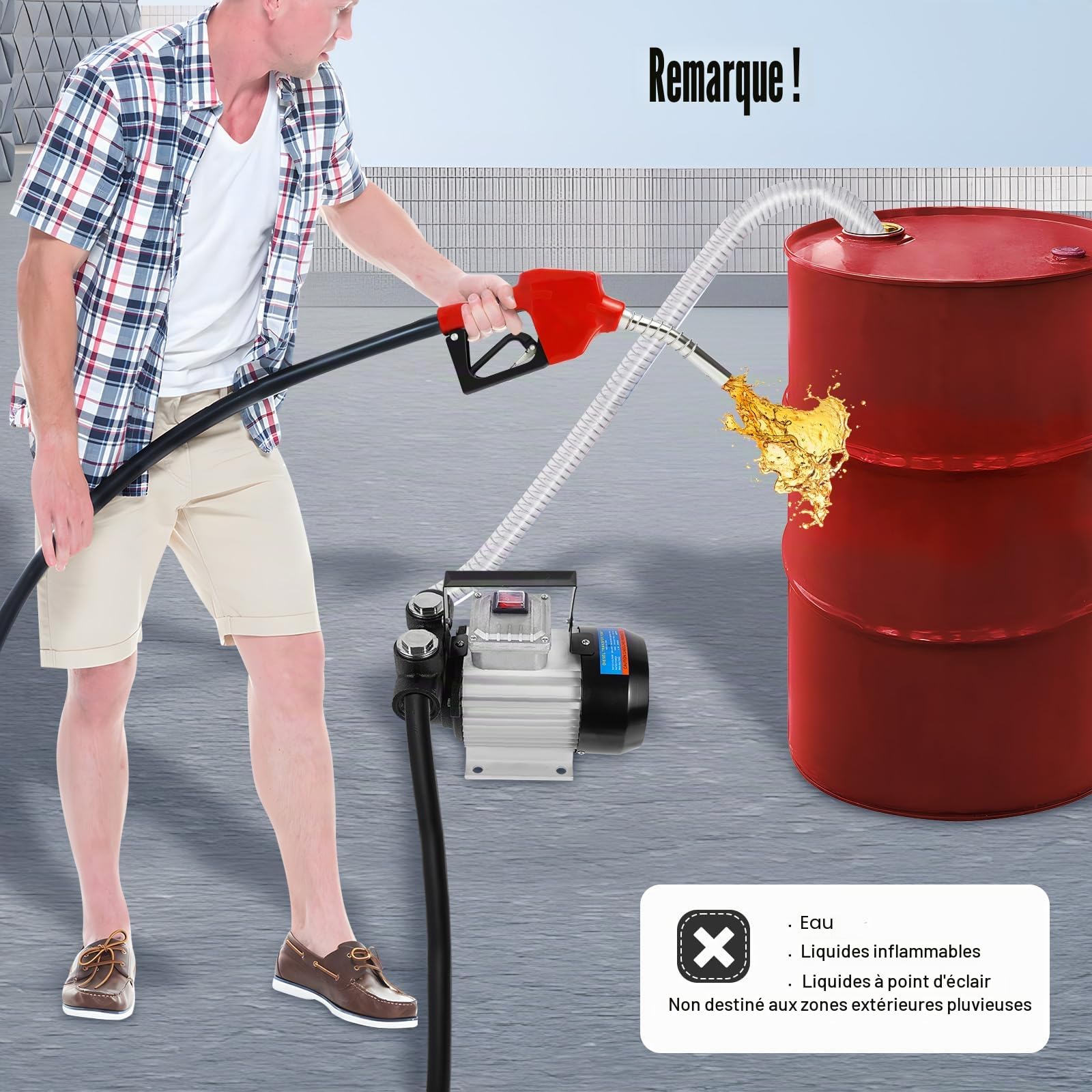 Pompe à diesel 230 V, 60 l/min, auto-amorçante, 550 W, pompe à fioul, pompe à carburant pour pelleteuses et bulldozers, vitesse 2800 tr/min