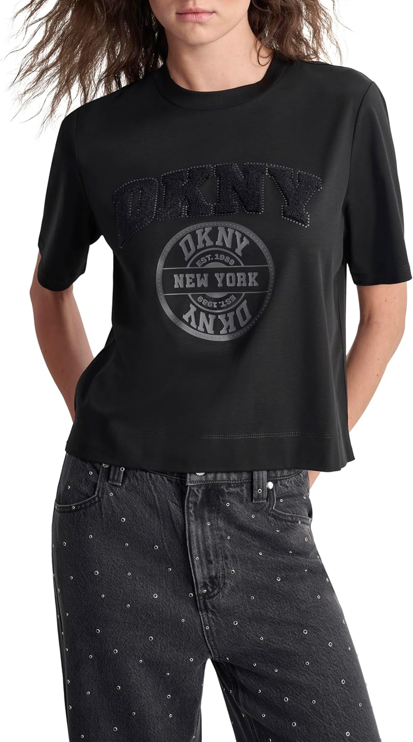 DKNY Womens Logo Short Sleeve Casual T-Shirt