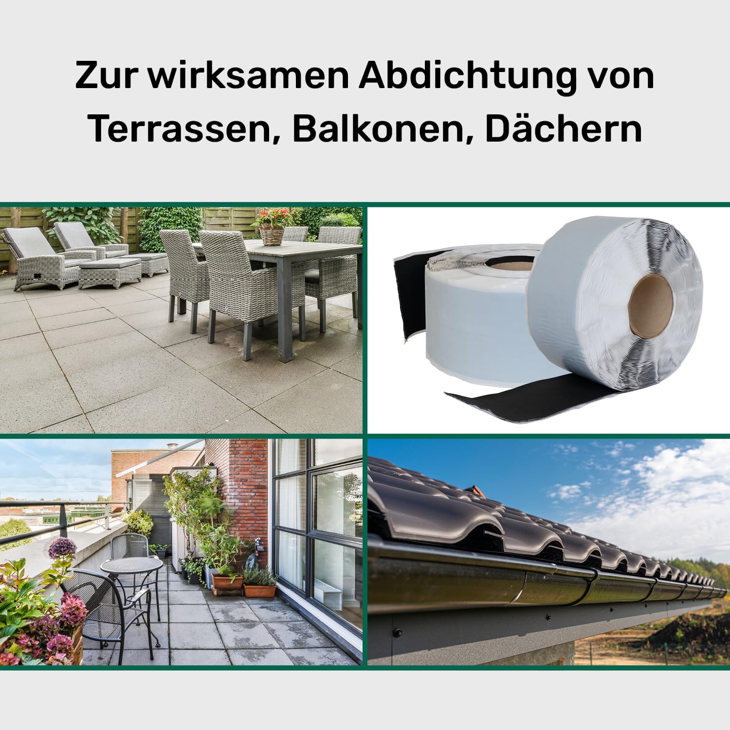 SILISTO®Easy EPDM-Dichtungsband 100mm x 18m Selbstklebend mit Glasfasergewebe verstärkt 0,8mm - Zur Abdichtung von Terrassen, Balkonen, Dächern uvm.