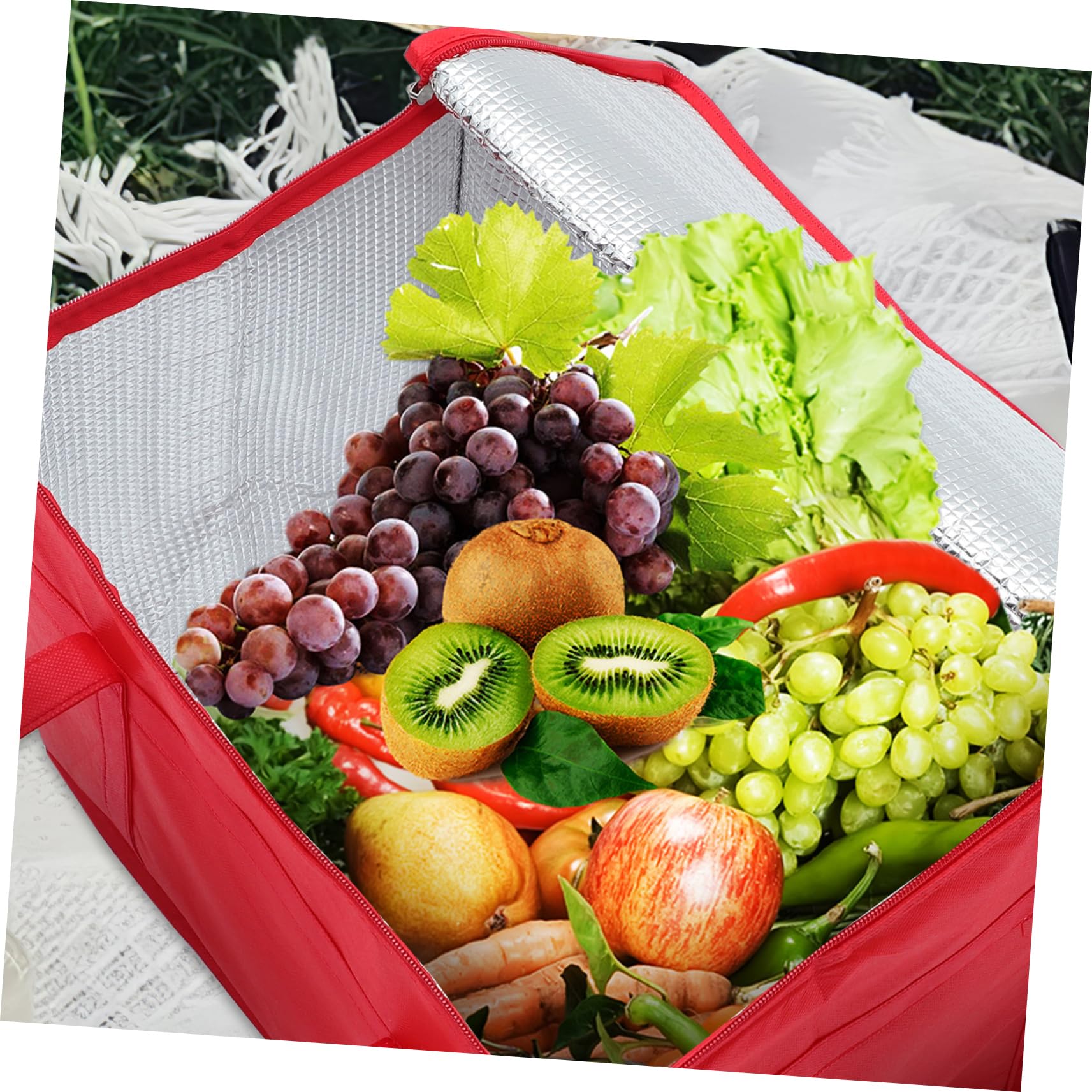 Mipcase 4pezzi Borsa Termica Porta Pranzo Cerniera Borsa per Alimenti Isolante per Spesa Riutilizzabile Grande Capacità per Picnic o Ufficio