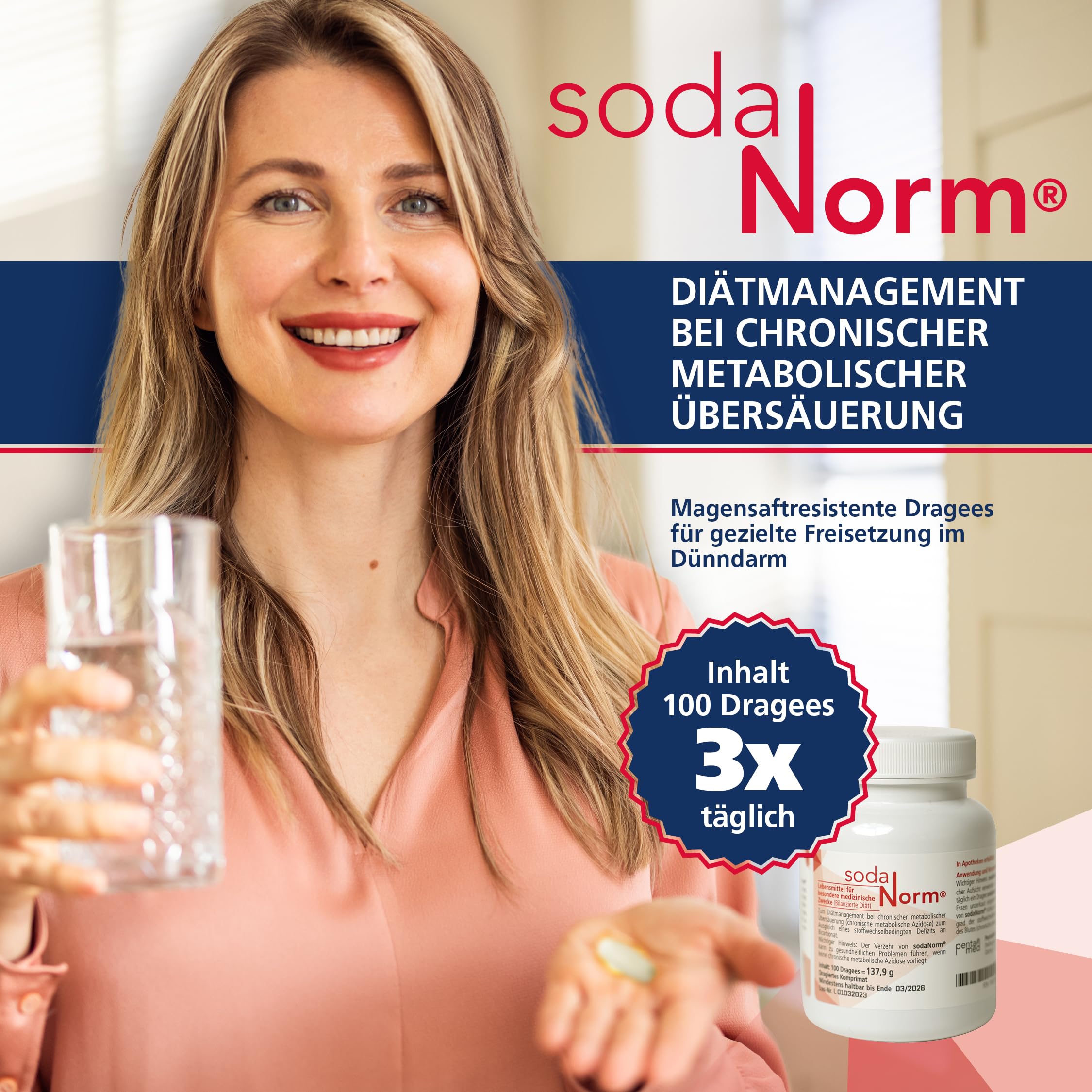 Natriumbicarbonat - Magensaftresistente Dragees für gezielte Freisetzung im Dünndarm | Diätmanagement bei chronischer metabolischer Übersäuerung | Einnahme: 3x täglich | (3er Bundle)