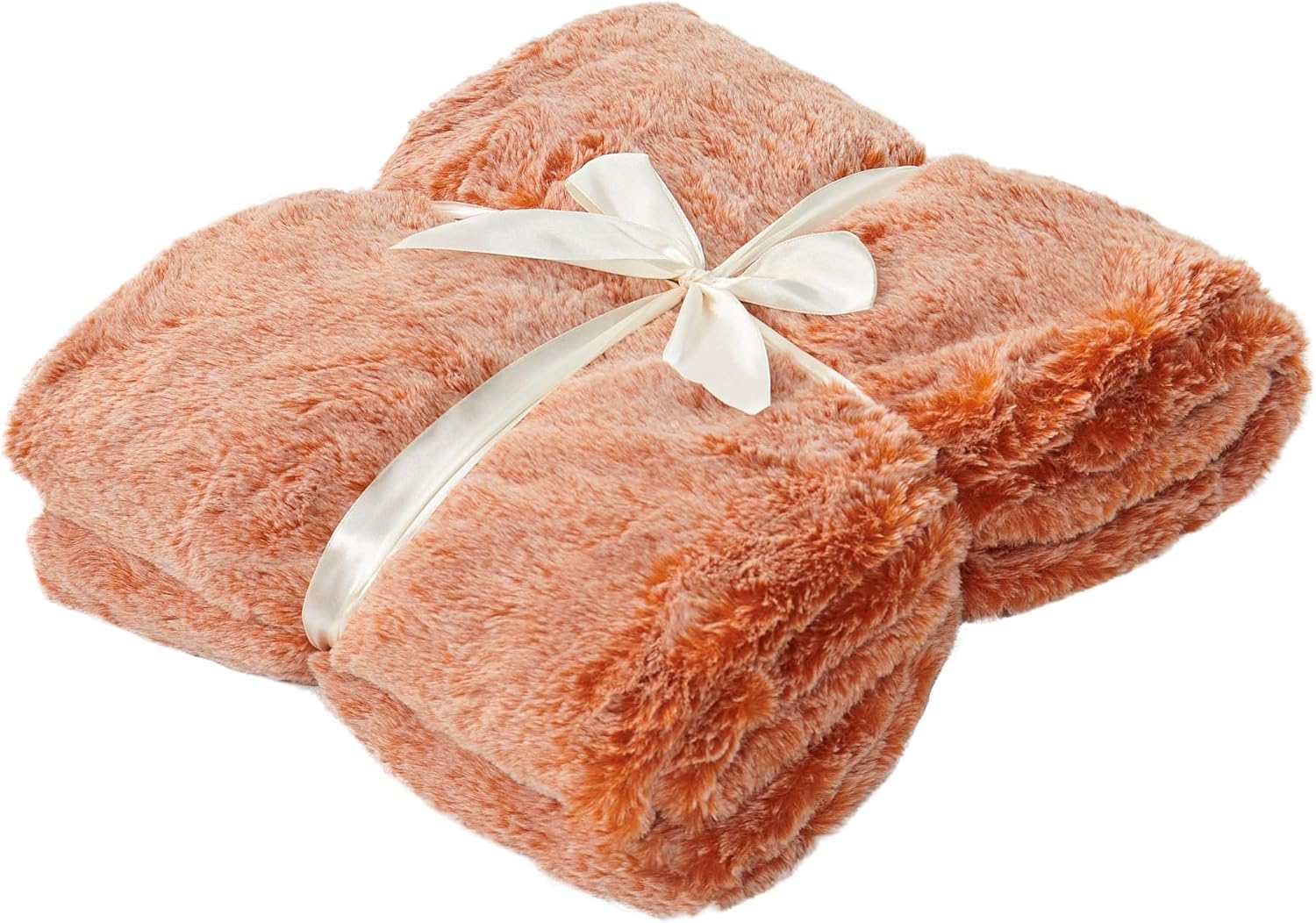 Home Soft Things Tip Dyeing Light Faux Fur Throw, Burnt Orange, 50'' x 60'', Accent Soft Comfy Lightweight Solid Throw Blanket Decorative Cozy Fluffy Fuzzy Couch Bed Sofa Cover