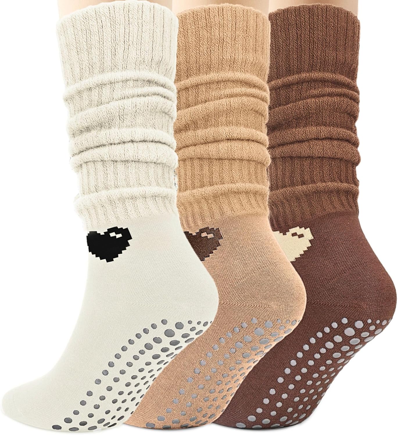Soxbang 3/6 Pairs Cute Pilates Socks with Grips,Yoga Socks Barre Sock Non Slip Grip Embroidery for Barre Ballet Workout