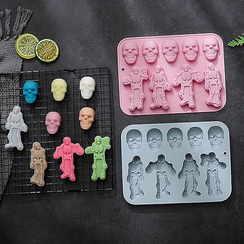 Miniatura 4 de Molde de silicona para dulces de chocolate de Halloween, molde con forma de calavera de araña de 9 agujeros, molde de galletas de caramelo de
