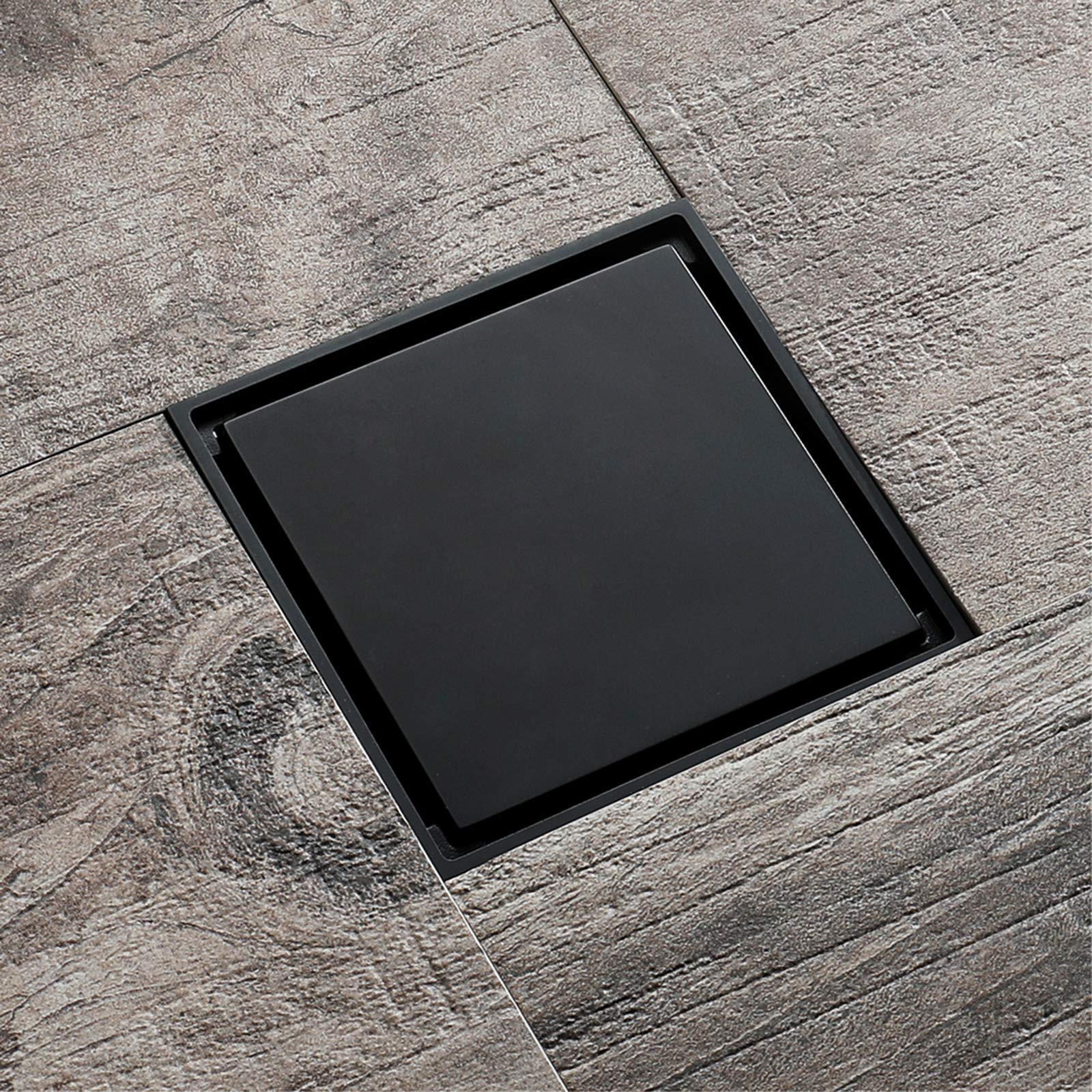 Cubiertas de drenaje de piso, filtro de drenaje de piso, drenaje de piso negro de latón cuadrado, drenaje de piso de ducha invisible con rejilla de cubierta extraíble, drenaje de desechos de duch