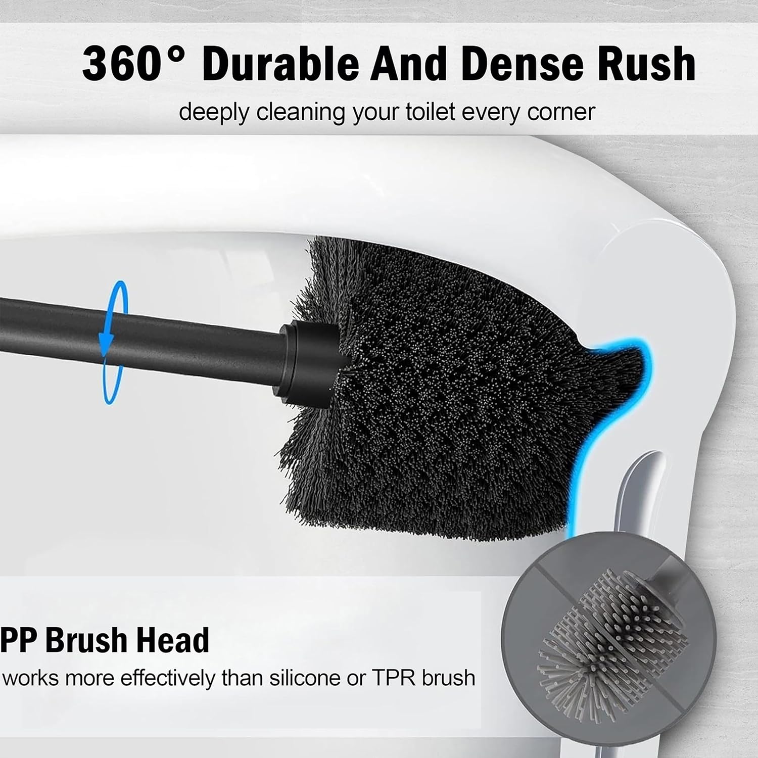 Silver Chrome Toilet Bowl Brush with Holder with Removable lastic Liner, Durable Bathroom Cleaning Tool, Bathroom Cleaner Brush for Efficient Cleaning and Hygiene
