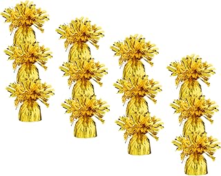 Gold Balloon Weights, Heavy Balloon Weight Pack of 12 Metallic Foil Weights for Balloons, Birthday Party & Wedding Table Centerpiece Ballon Weight, 4.8’’ DIY Ballon Weights for Helium Balloons