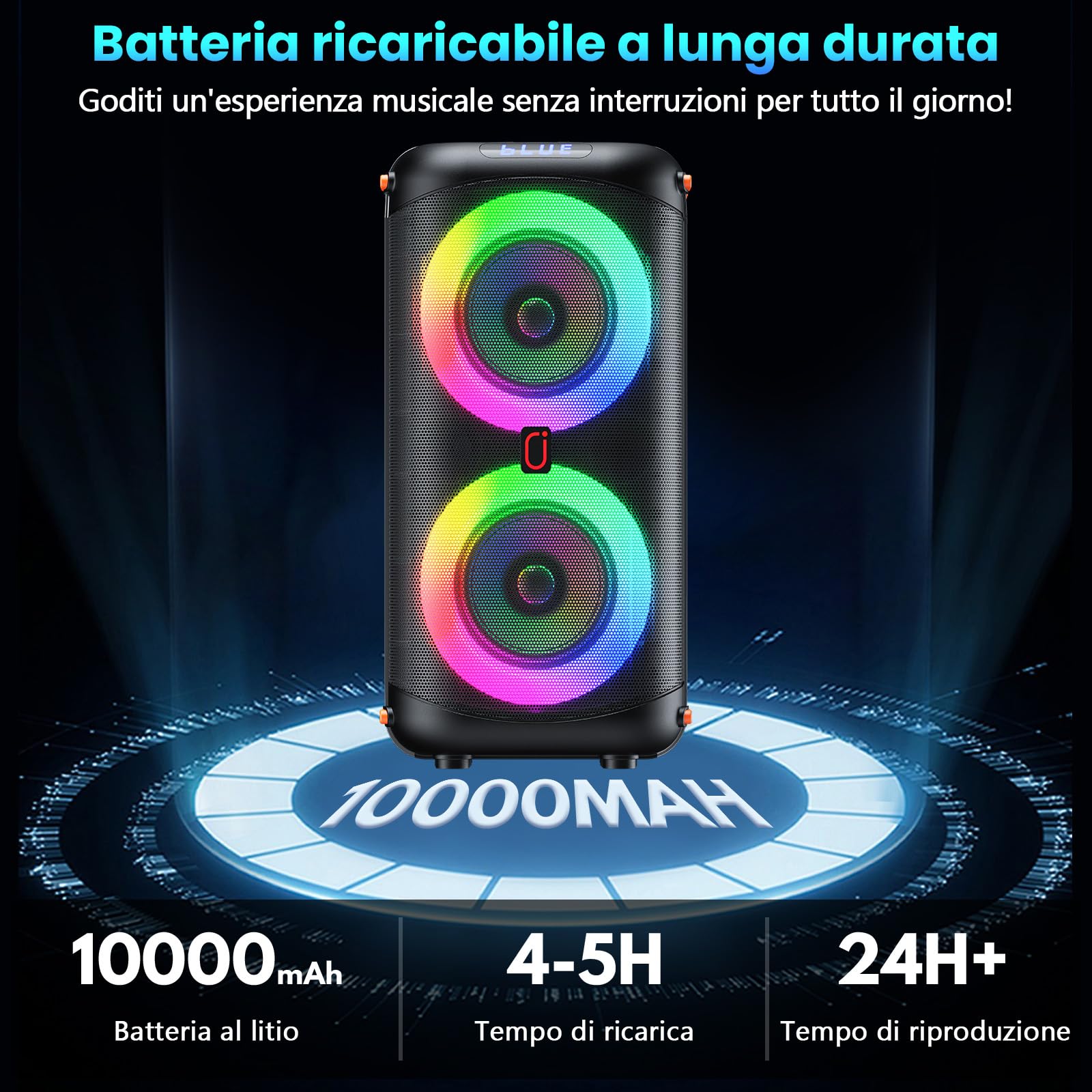 HWWR Macchina per karaoke, Altoparlante Bluetooth Portatile con 2 Microfoni Wireless per adulti, Sistema PA Karaoke Box con luci da Discoteca per Grandi feste, uso Esterno