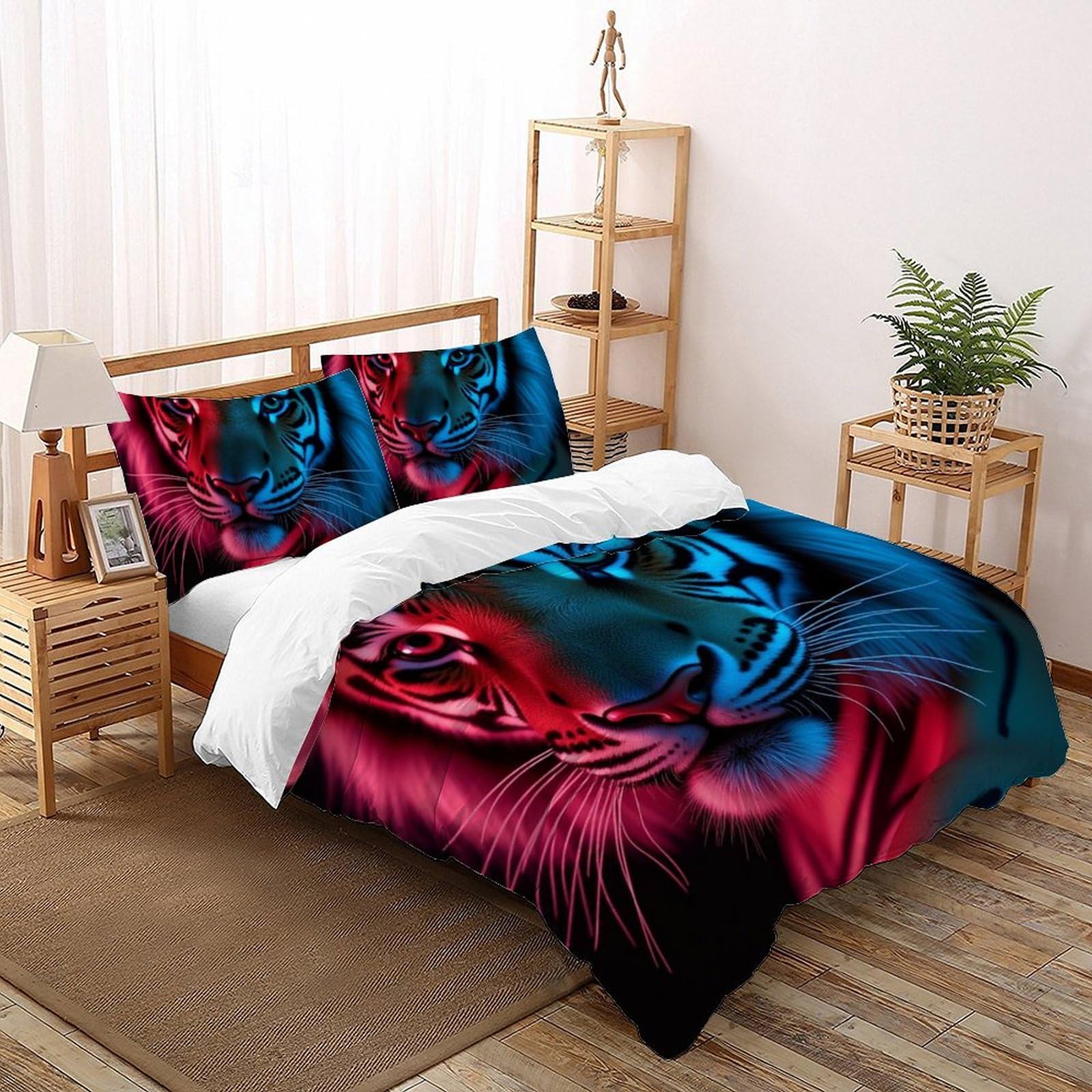 Housse de couette lion super king 260x220 en microfibre imprimée 3D
