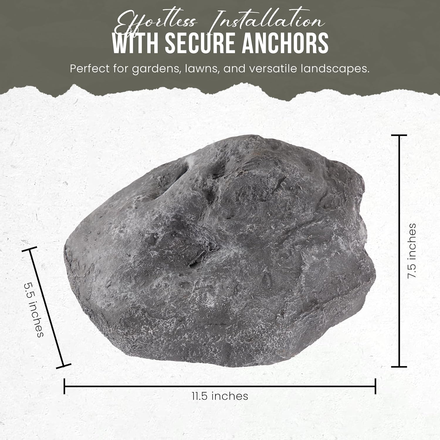 Fake Rock for Outdoor Garden Landscape Décor - Durable Faux Rock - 11.5 x 7.5 x 5.5 Inches