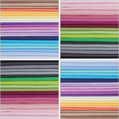 40 Pcs Solid Color Cotton Fabric Quilting Patchwork Precut Fabric Bundles 20 x 20 Inch Squares Sewing Supplies Multicolor for Beginners Scrapbooking Cloth, Patchwork, DIY Craft