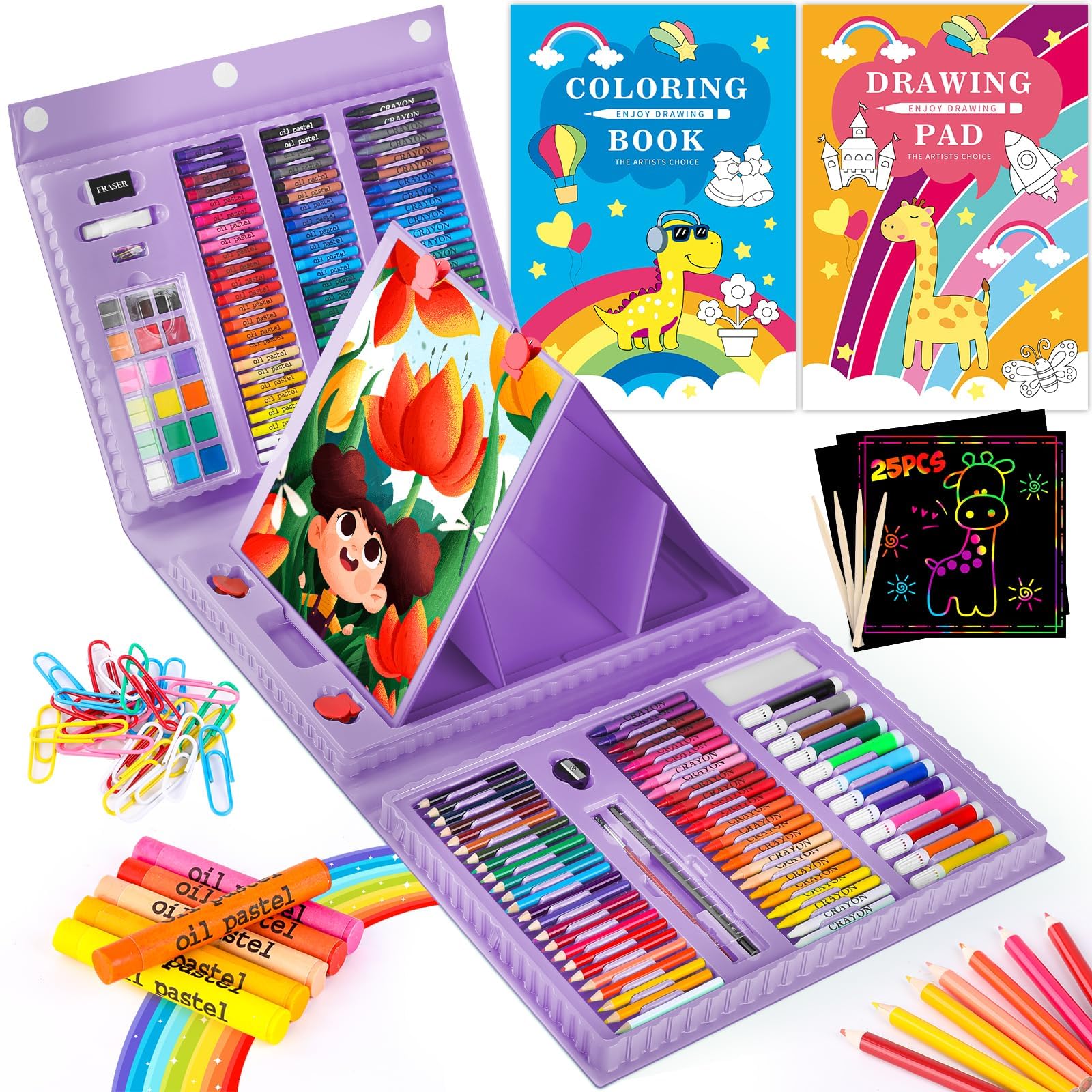 iBayam Stocking Stuffers for Adult, Art Supplies, Arts and Crafts for Artist, Christmas Gifts, Office Supplies, Art Set Case with Trifold Easel,