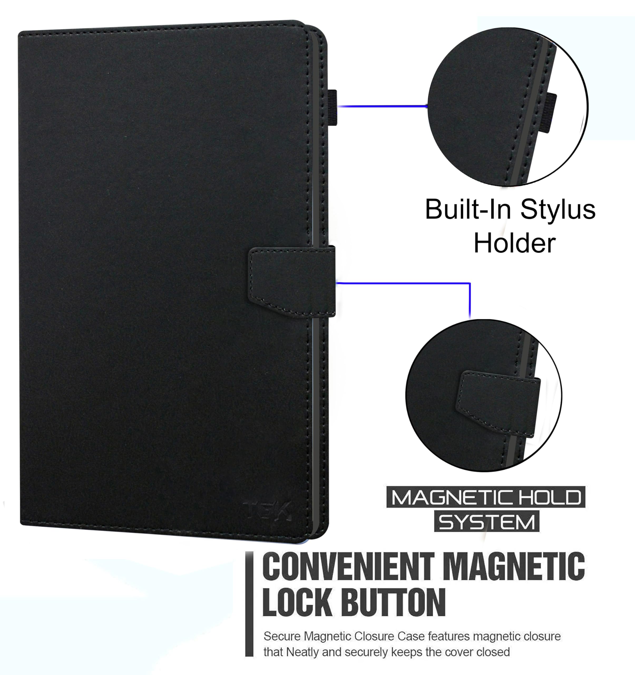 TGK Flip Cover for Lenovo Tab One/Tab K9 TB-305FU TB-305XU 8.7 inch 2025 Executive Leather Case with Built-in Pencil Holder (Black) — Amazon image 4