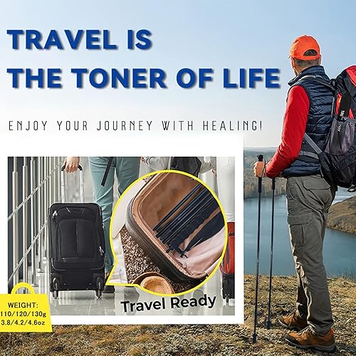 Miniatura 7 de Bastones de senderismo de fibra de carbono de 5 secciones, ligeros y duraderos, paquete de 2, plegables, de agarre recto, adecuados para senderismo,