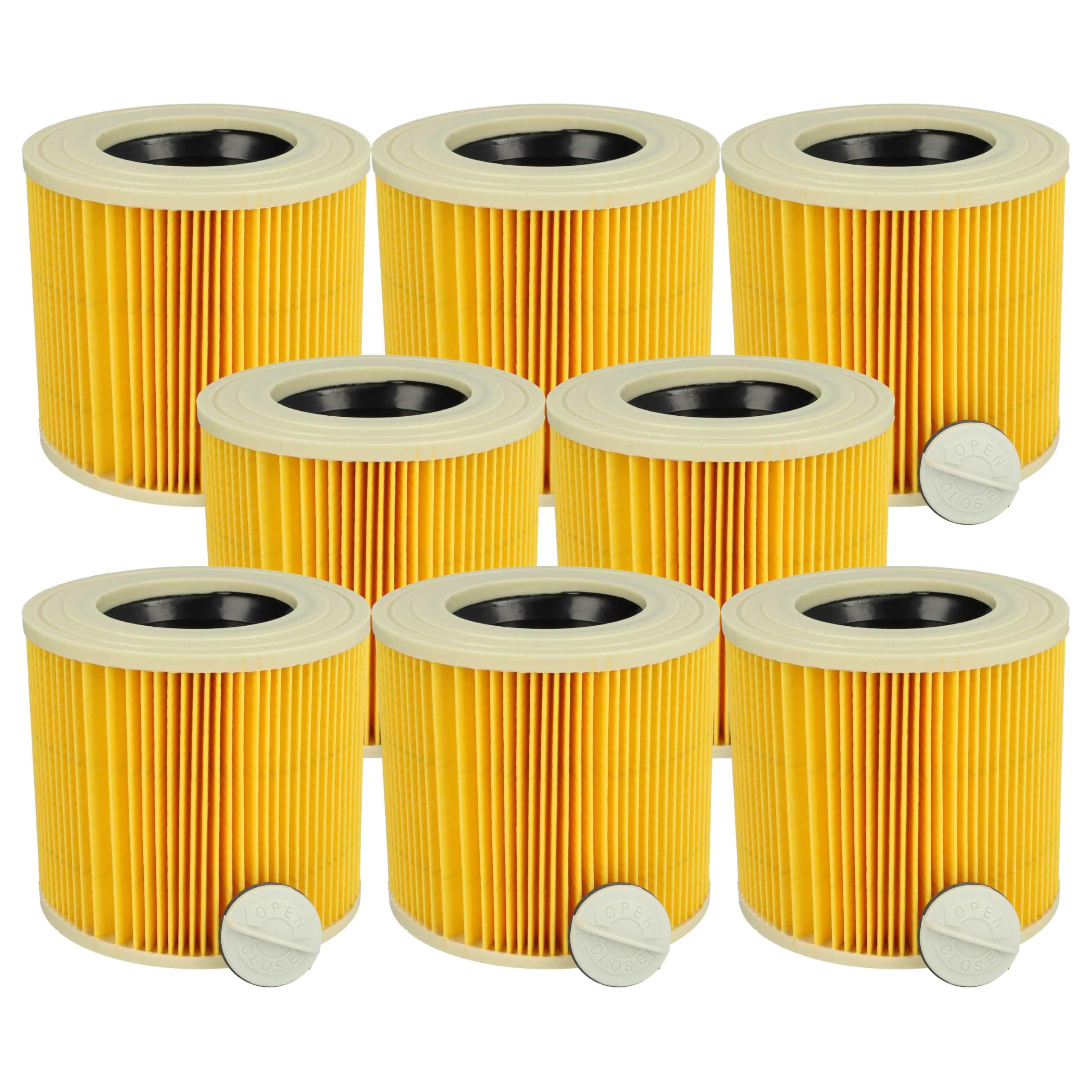 vhbw 8x filtro a pieghe piatte compatibile con Kärcher A 2054 Me, A 2024 pt, A 2064 PT, A 2101, A 2105, A 2074 PT aspirapolvere - giallo, lavabile