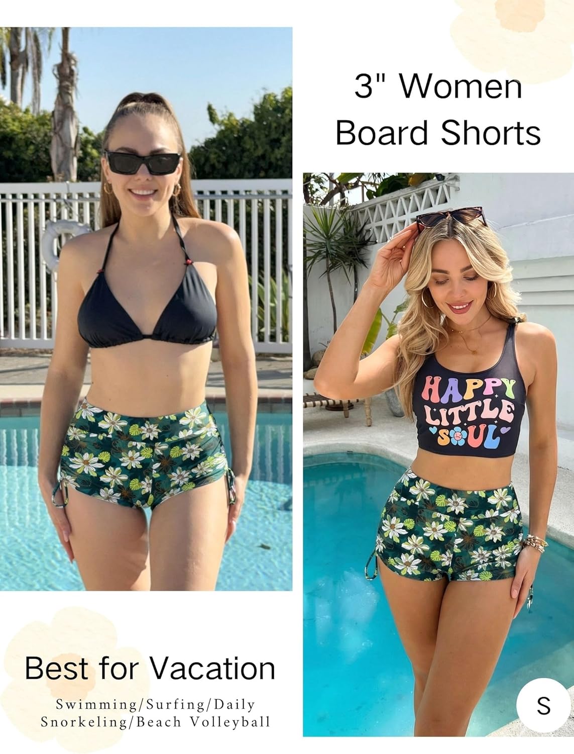 AI'MAGE Womens 3" Swim Board Shorts High Waisted Bathing Suit Bottoms Boy Shorts Adjustable Ruched Side Bikini Shorts S-XXL - Image 5