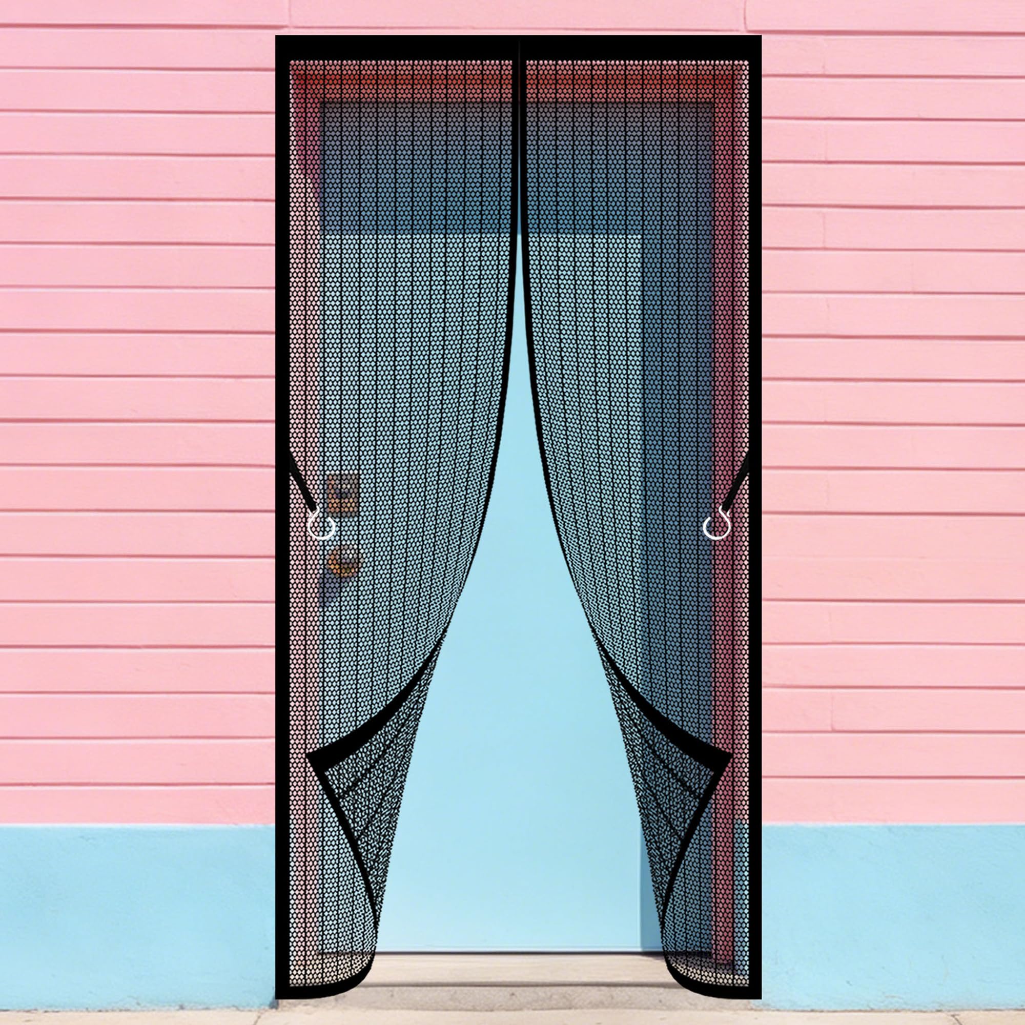 Magnetic Fly Screen Door 98 x 288 cm Automatically Closes Heavy Duty Mesh Bug Curtain Keeps Bugs Out for Home, Bedroom, Living Room, Kitchen, Patio, Black
