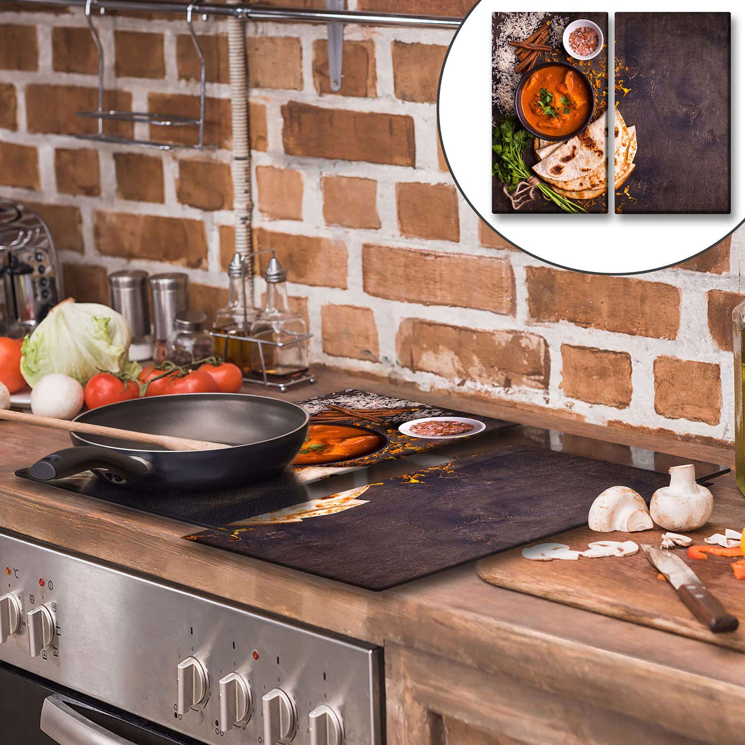 Protector Salpicaduras Cocina Placa Protectora De Vitrocerámica 70x52 Cm – Vidrio Templado, Multiusos: Protector, Tabla De Cortar, Bandeja (Diseño Ciudad) Placa Decorativa Ciudad
