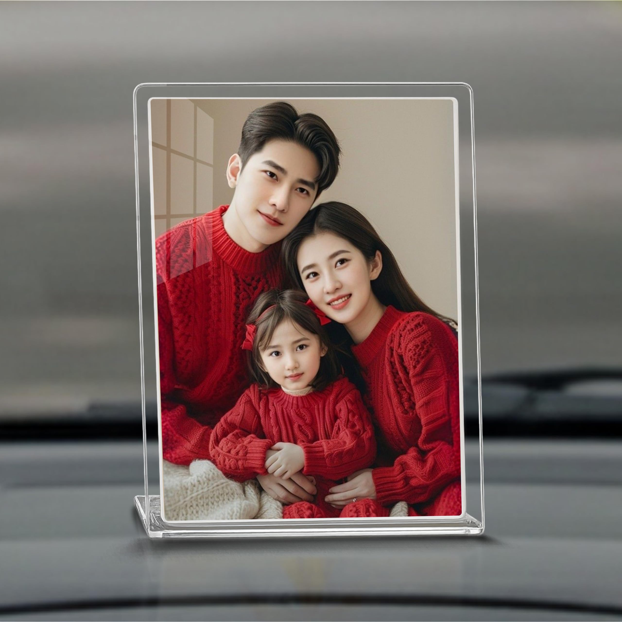 Mini Personalized Photo Frame for Car Dashboard, Custom Acrylic Picture Print Transparent Stand, Cute Couple Family Memory Birthday Gift Home Decoration, Car Accessories (3x4 inch)-image-36