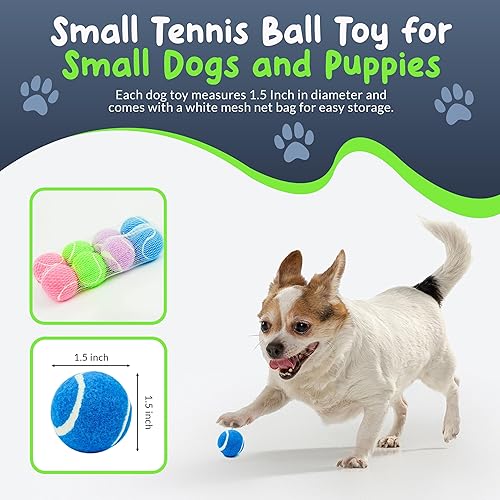 Miniatura 2 de Mini pelotas de tenis para perros de 1.5 pulgadas, sin chirridos, para razas pequeñas y cachorros, juguete interactivo extra pequeño para lanzador