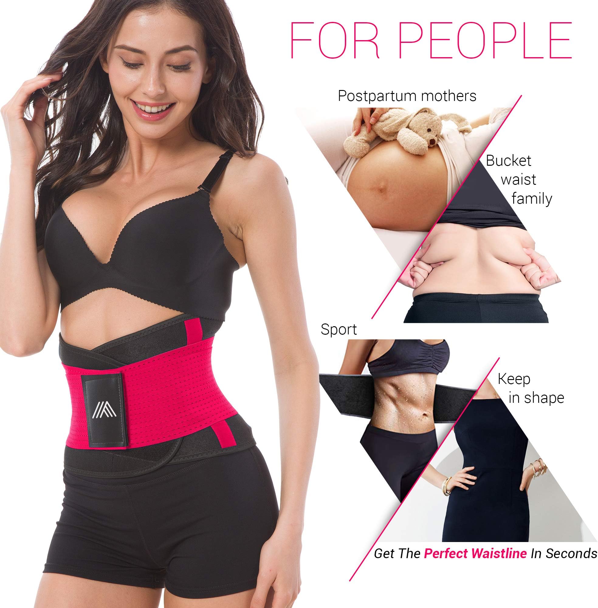 Adjustable Back Support Belt for Women - Abdominal Elastic Waist Ab Cincher Trainer Trimmer - Neoprene Hourglass Slimming Body Shaper Sport Girdle for Weight Loss Sweet Sweat Compression Band Workout