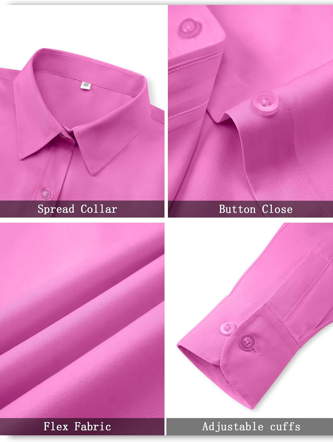 Soft Wrinkle-Free Women's Button Down Dress Shirts Solid Long Sleeve Work Blouses Fit Stretch Casual Tops XXS-6XL - Image 4