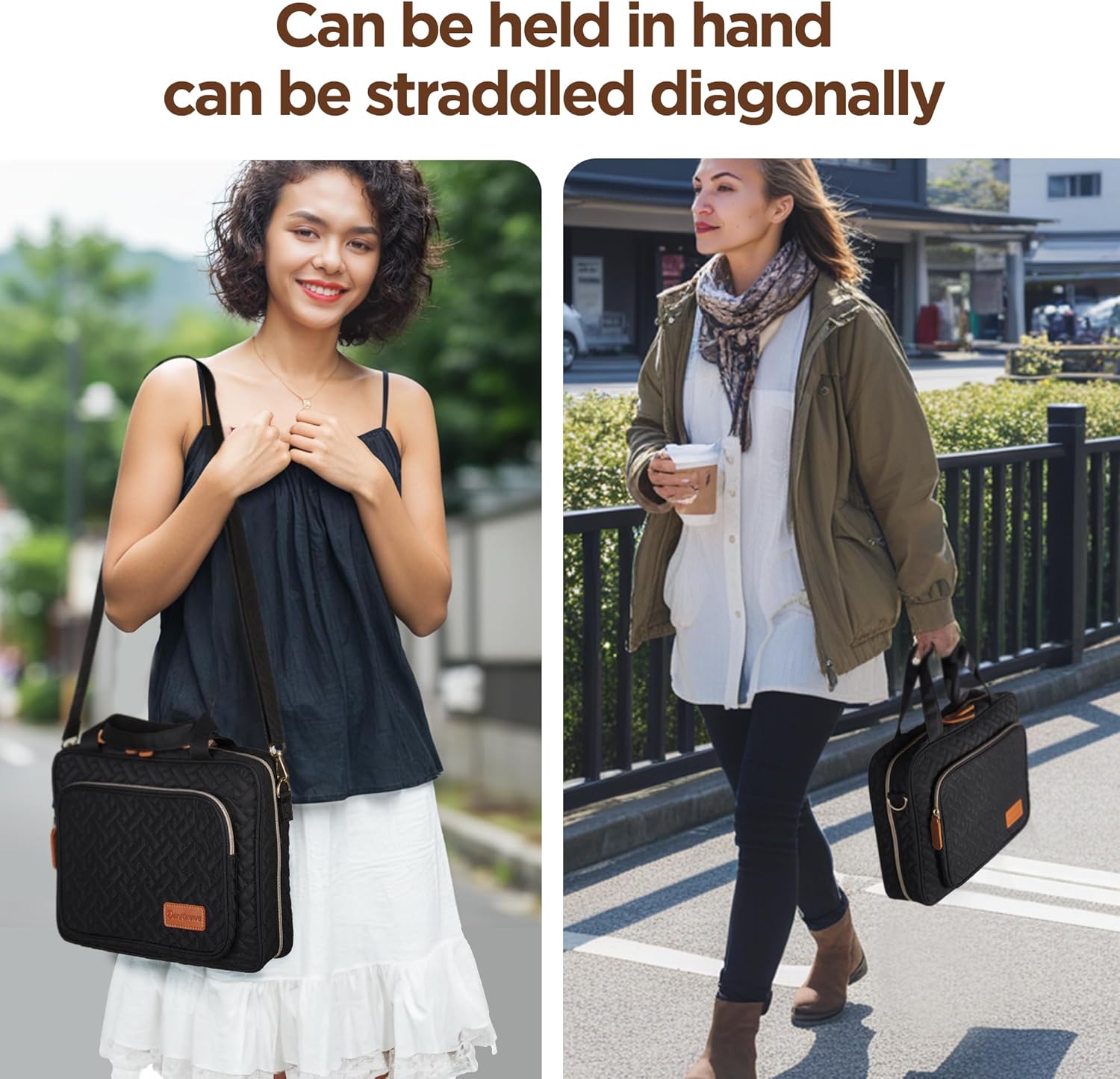 DERSTUEWE Bible Cover Case for Women – Stylish & Durable Bible Bag with Zippered Closure, Floral Print, Fits Standard & Large Bibles, Perfect for Church & Travel, Black Color