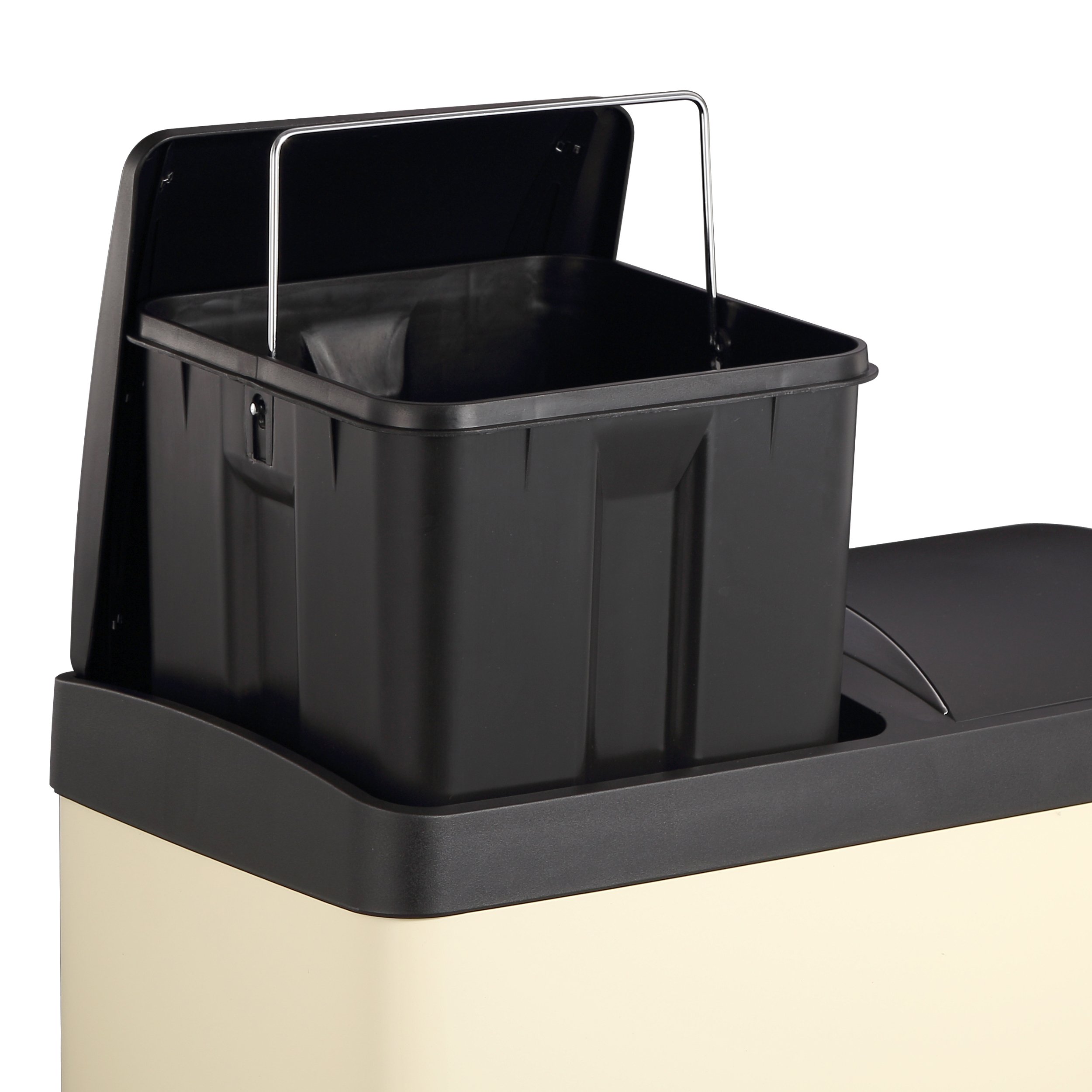HARIMA Dual Recycling Bin 48L Cream Rubbish Bin Food Waste Pedal