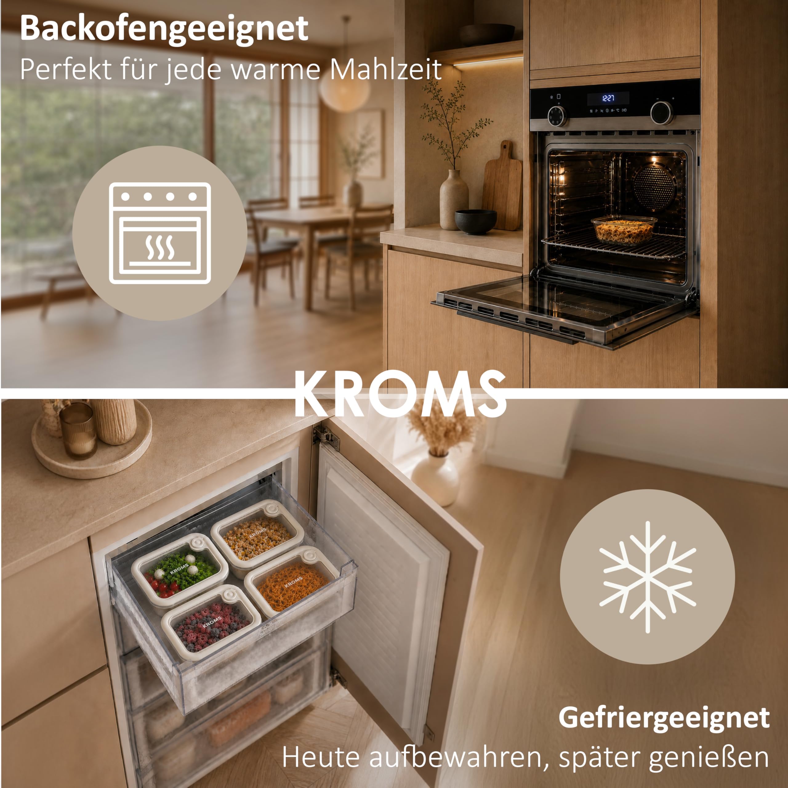 Glas Frischhaltedosen Set 6 Stück - 100% Glas mit Glasdeckel BPA frei PFAS frei - Glasbehälter luftdicht - Vorratsdosen Glas - Meal Prep Boxen - Küchen Organizer - Mikrowellengeeignet