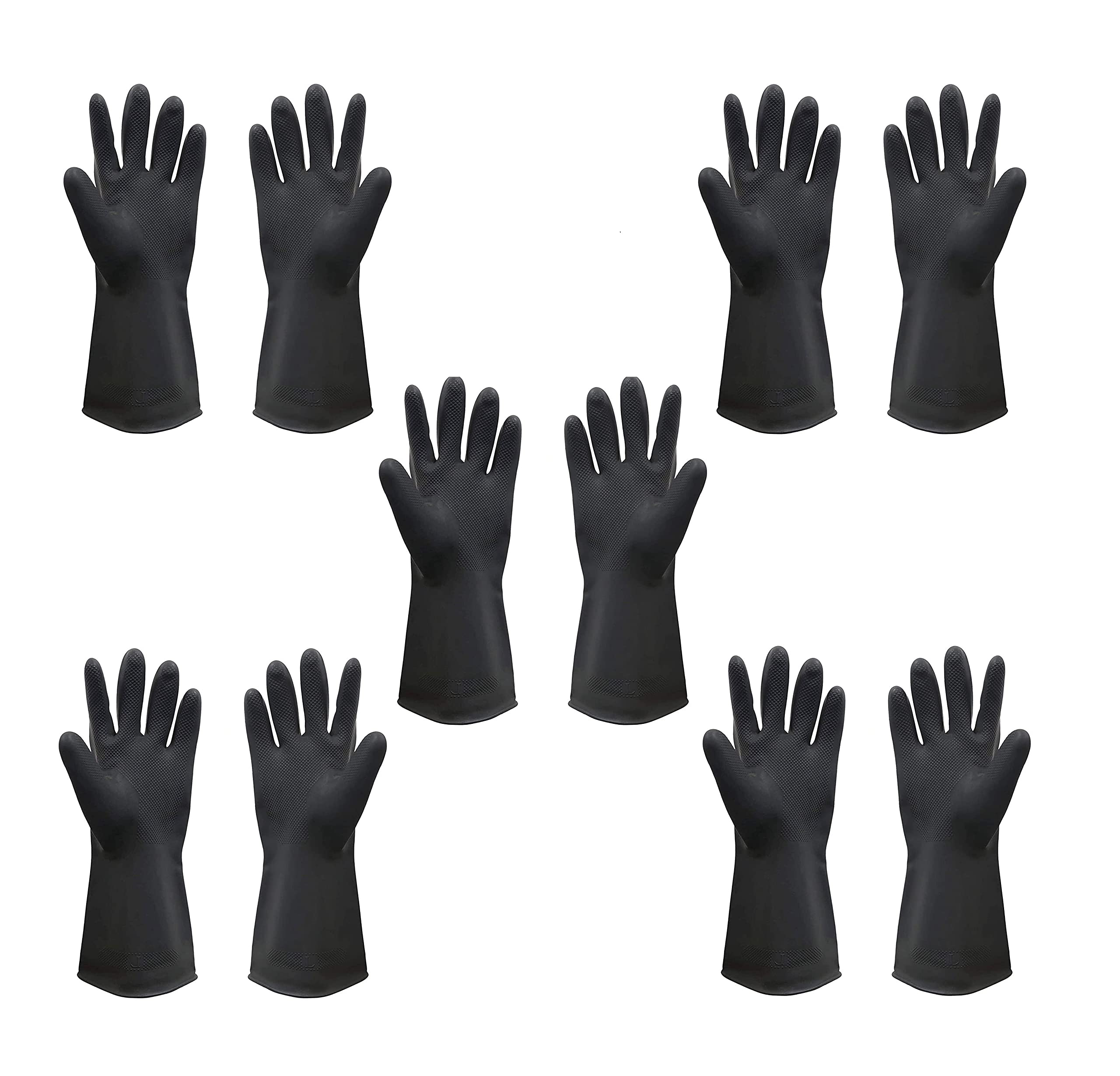 Ekon Combo of 5 Latex Non Slip Multipurpose Heavy Duty Reusable Safety Rubber Hand Gloves For Chemical Resistance Protective Lab Gardening Industrial Building Construction Agriculture Work Men - Black (B0BFRFHC36) Amazon Price History, Amazon Price Tracker