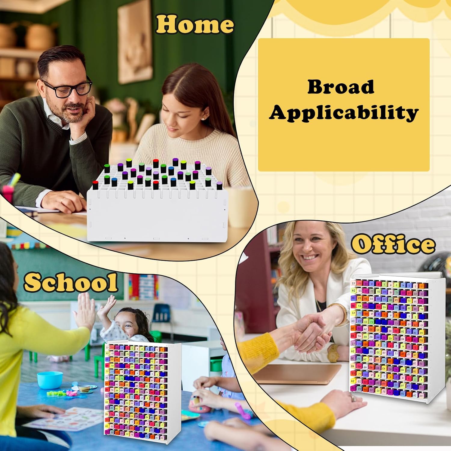 3 Pcs Marker Storage Organizer with Removable Divider 13.8 x 10.79 x 5.3 Inches Art Paint Pen Rack Desk Marker Holder Organizer for Color Pencils Paint Brushes (180 Slots)