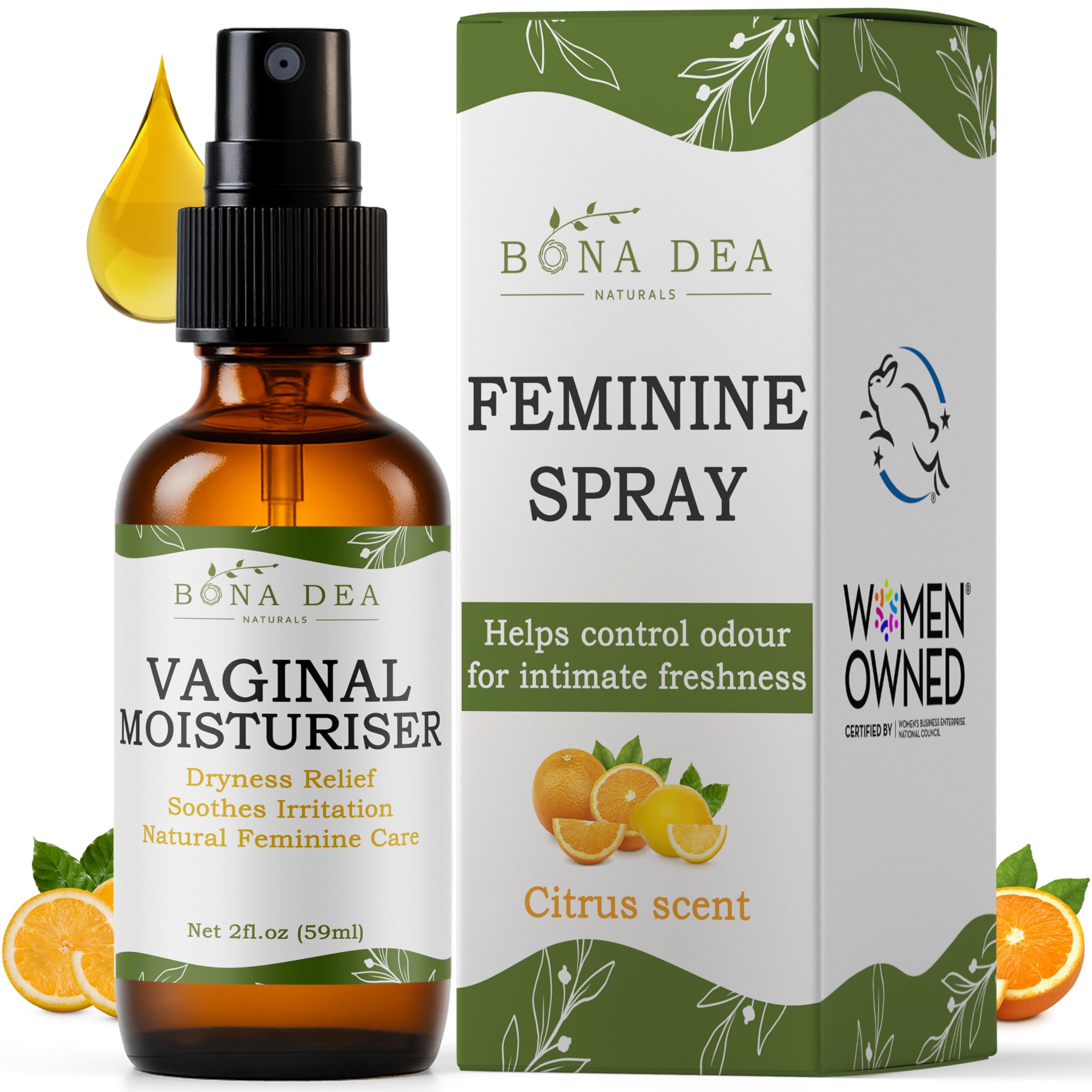 – Bona Dea Naturals Feminine Spray – Intimate Deodorant for Women, Vagina Moisturiser for Vaginal Dryness | 59ml Spray