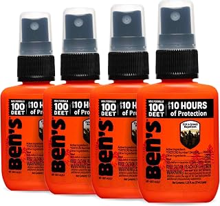 Ben's 100% DEET Tick & Insect Repellent Spray - Alcohol-Free, 10-Hour Protection for Adults & Kids, 1.25oz Pack of 4