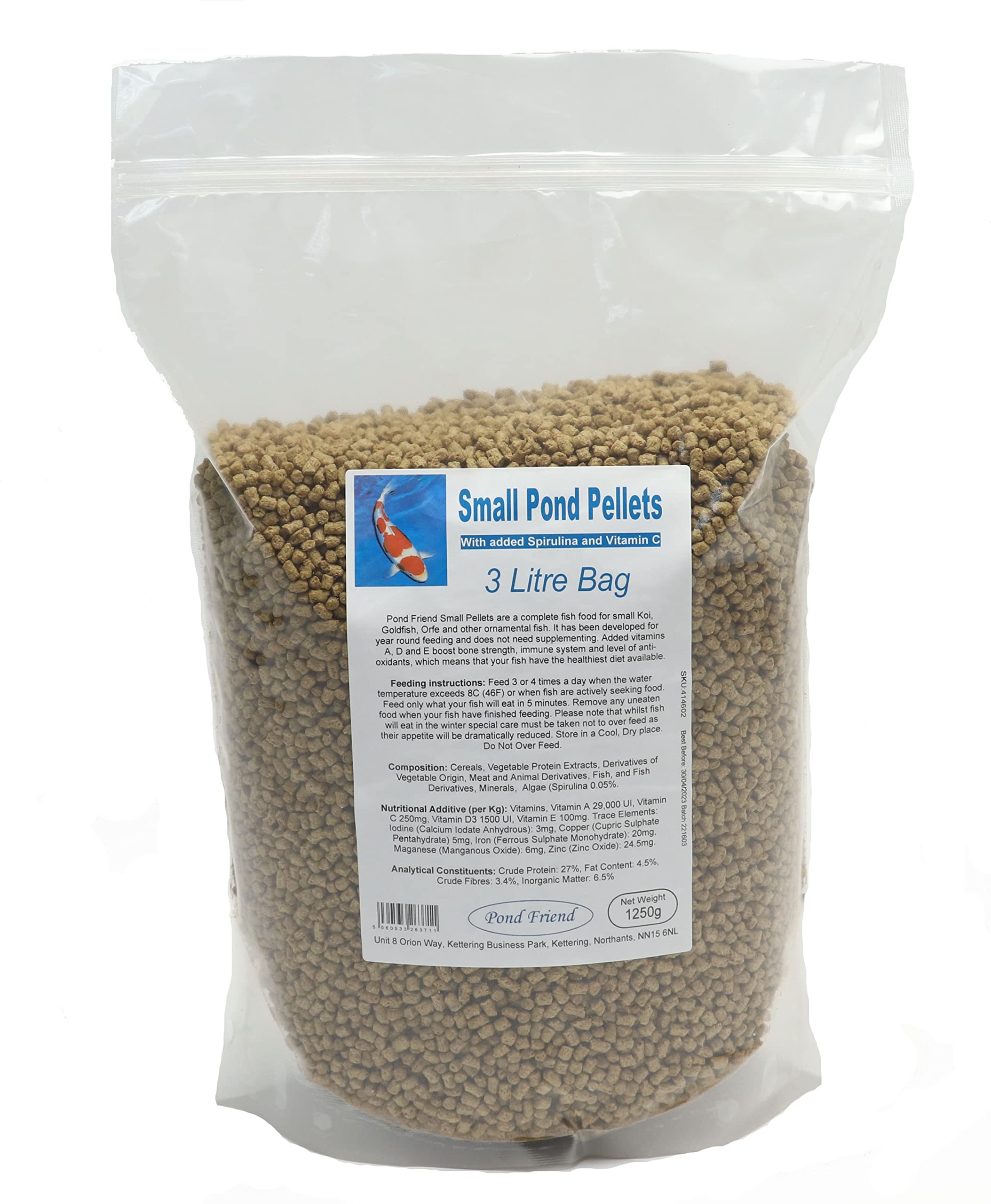 Pet Friend Pond Pellets Goldfish Food With Spirulina & Added Vitamin C (1250g)
