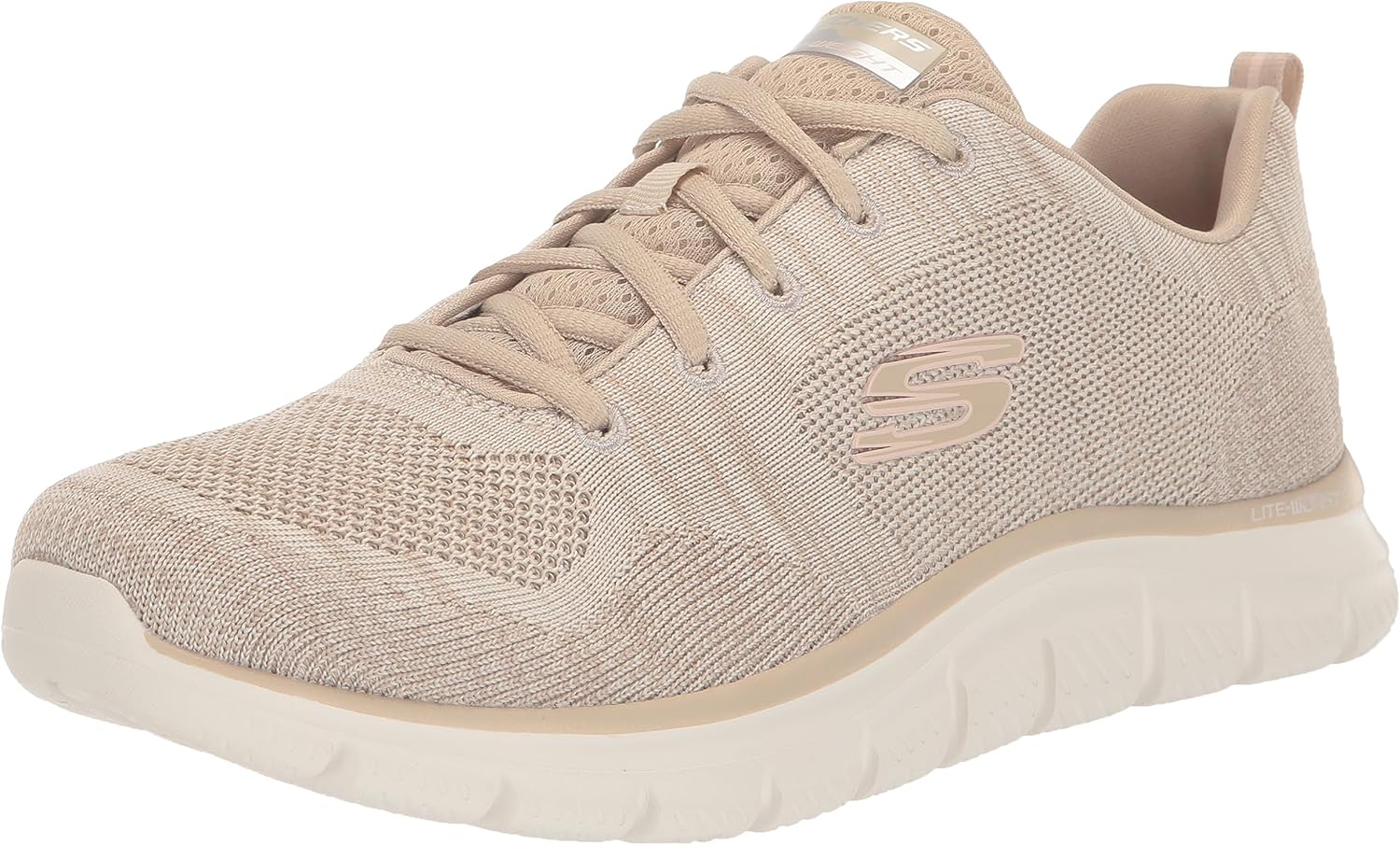 Skechers Sport Women's Women's Track Sneaker, Taupe/Pink=TPPK, 10
