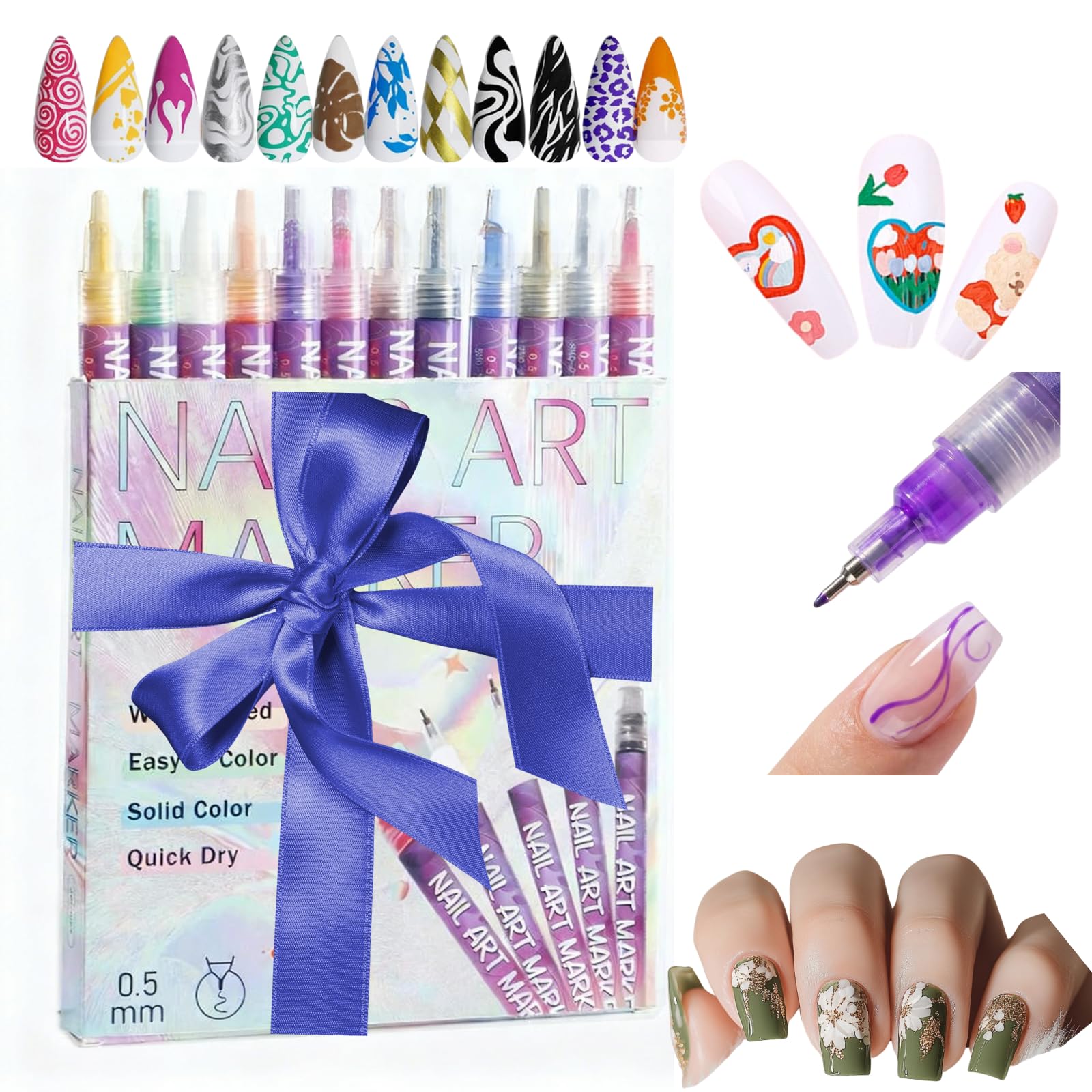 Nail Doodle Pens for Home Salon Nail Art Pens Set Nail Art Markers Polish Pen Nails Art Design