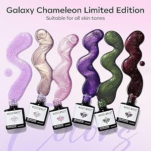 modelones Gel Nail Polish Set - 6 Colors Chameleon Aurora Shimmer Glitter Gel Polish Kit Pink Purple Green Burgundy Gel Polish All Seasons Soak Off LED Nail Lamp Nail Art Gel Kit DIY Salon Gift