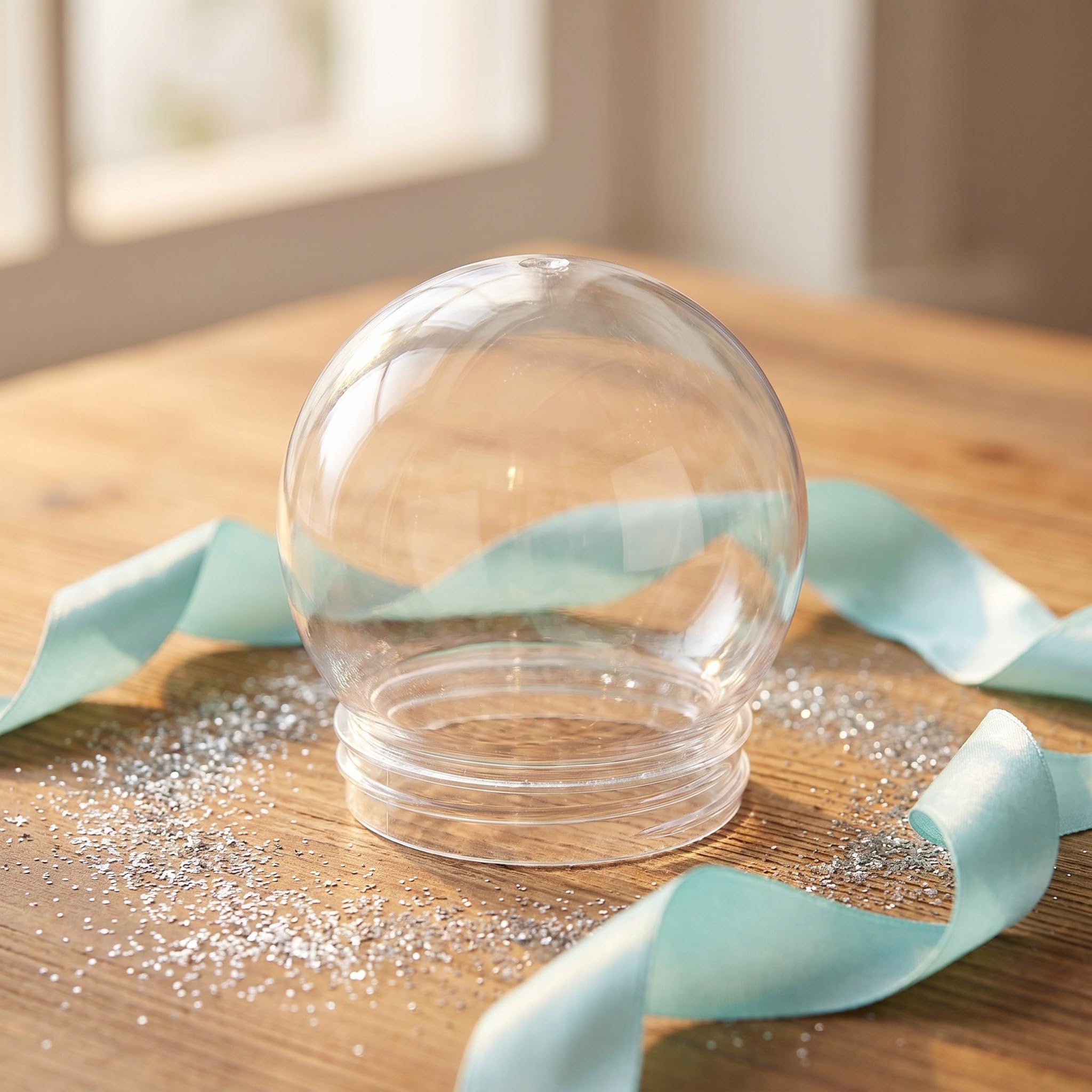 Operitacx 15 palle di neve vuote in plastica, kit fai da te per creare il tuo globo d'acqua, contenitore a cupola di Natale con tappo a vite per bomboniere di Natale 7,1/9,1 cm