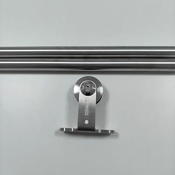 Stainless Steel Sliding Barn Door Hardware Track Kit Top Mount T Hanger Set for Single Door use, Easy to Install