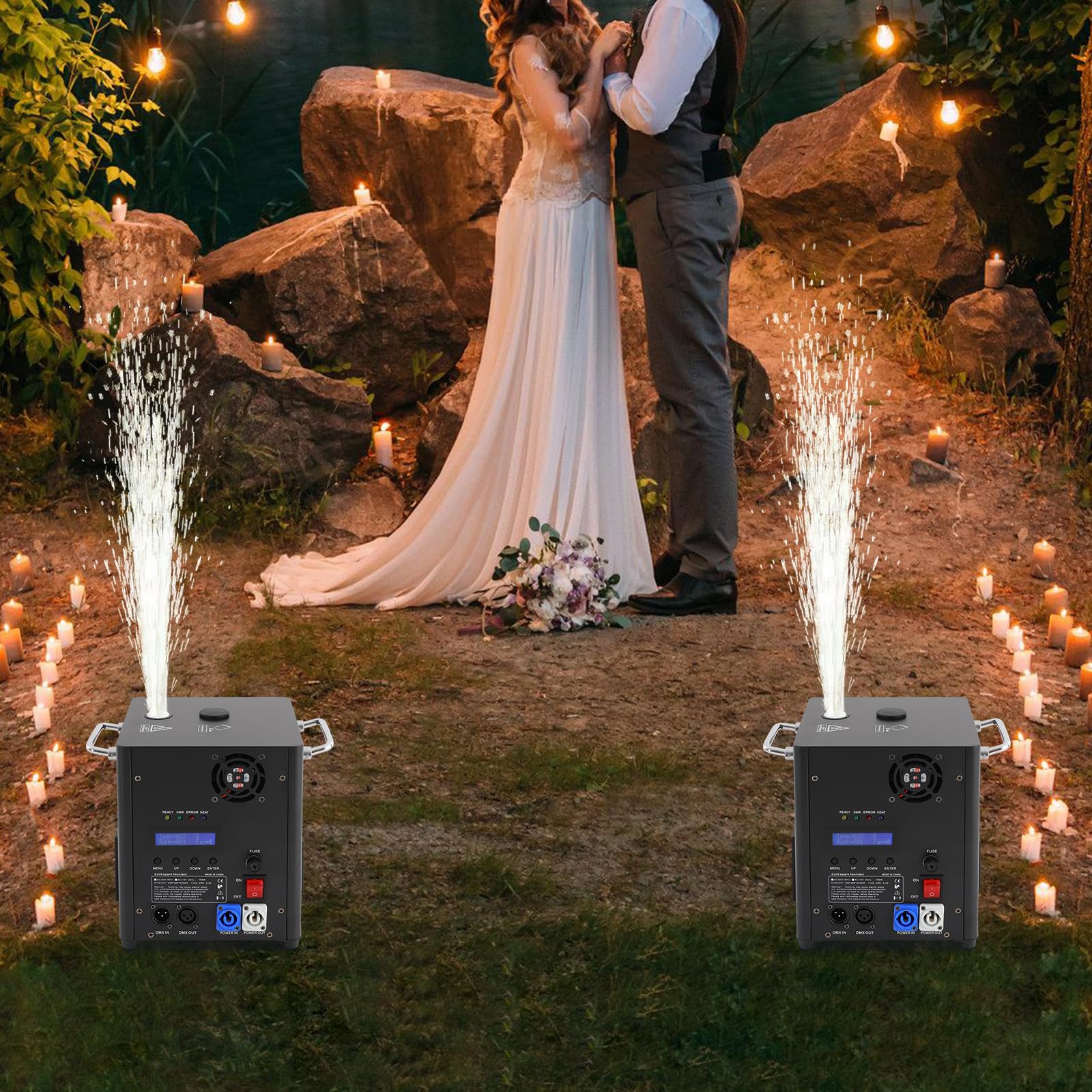 2 Stück Cold Spark Maschinen, 700W Pyrotechnikmaschinen, Elektronische Fernsteuerung Sparkler Pyrotechnik, Tragbares Funkenmaschine für Bühnen, Hochzeiten, Heiratsanträge