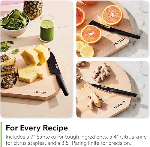 Miniatura 4 de Hurom Black H320 - Exprimidor lento con juego de cuchillos de acero alemán, máquina de jugo de prensa fría autoalimentada, cuchillas con