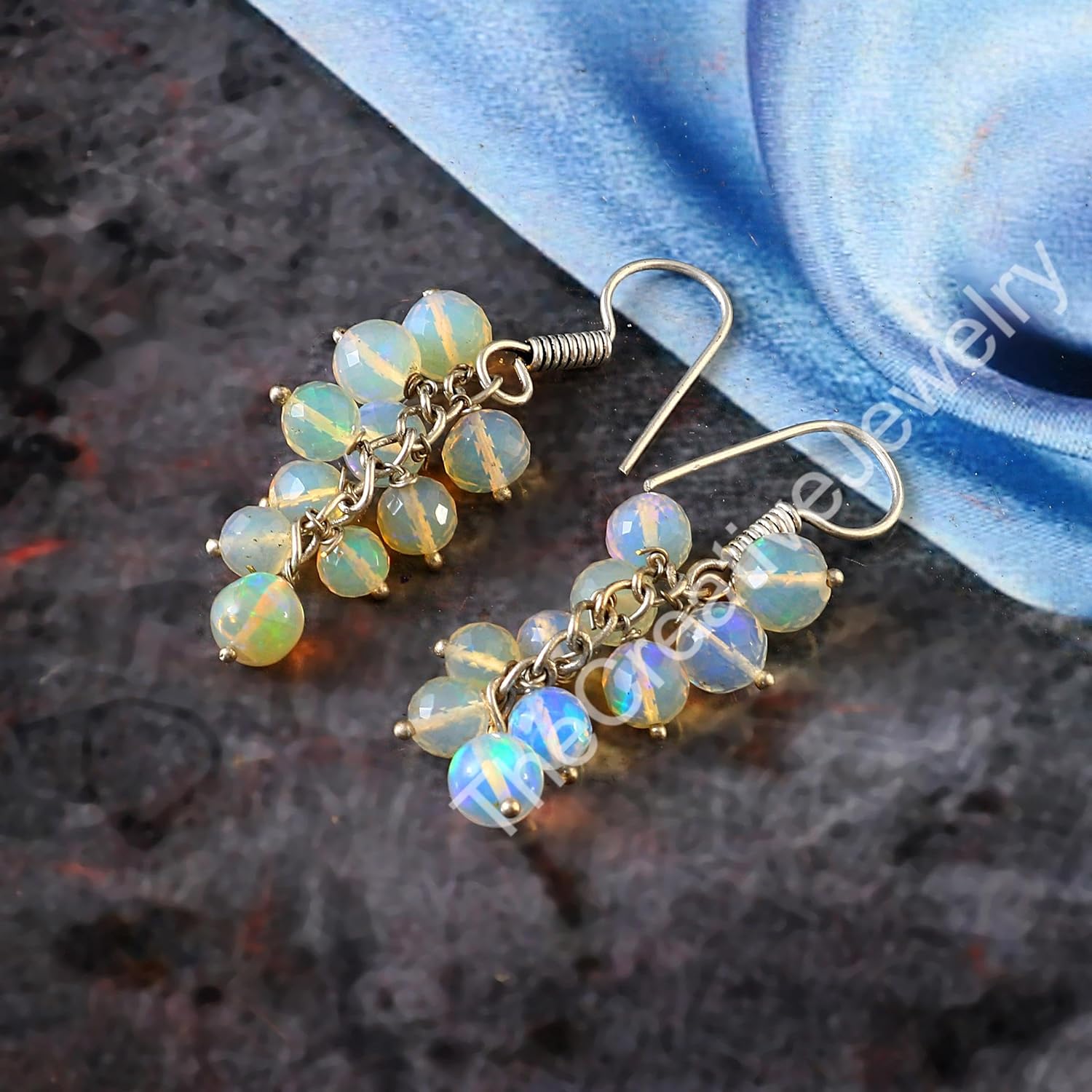925 Sterling Silver Ethiopain Welo Opal Round Dangle Drop Earring For Her Gift Jewelry