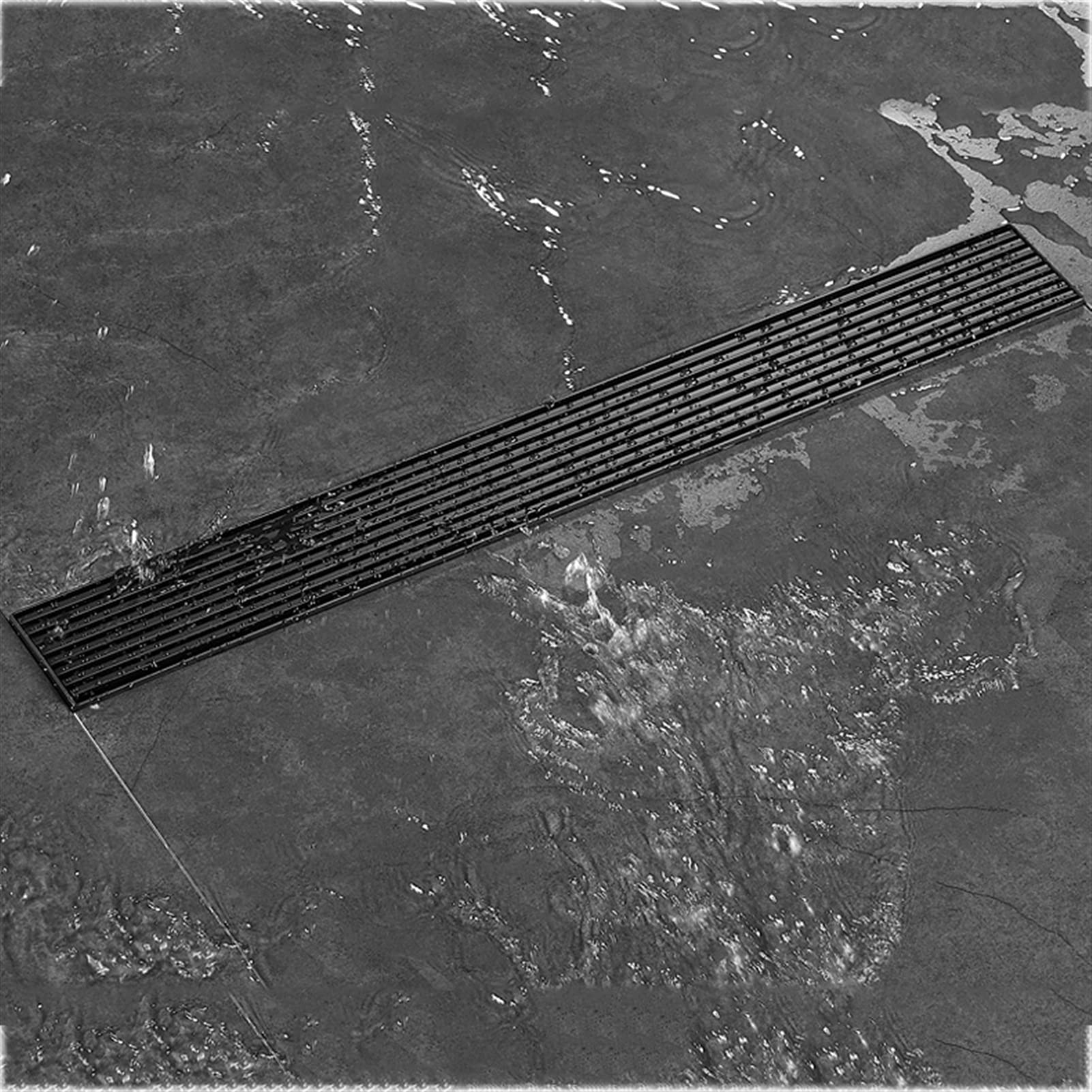 Odpływ liniowy SUS304 | Czarny 20-100cm Do łazienki: kuchnia, balkon, garaż, piwnica, toaleta(100cm(39.3''))