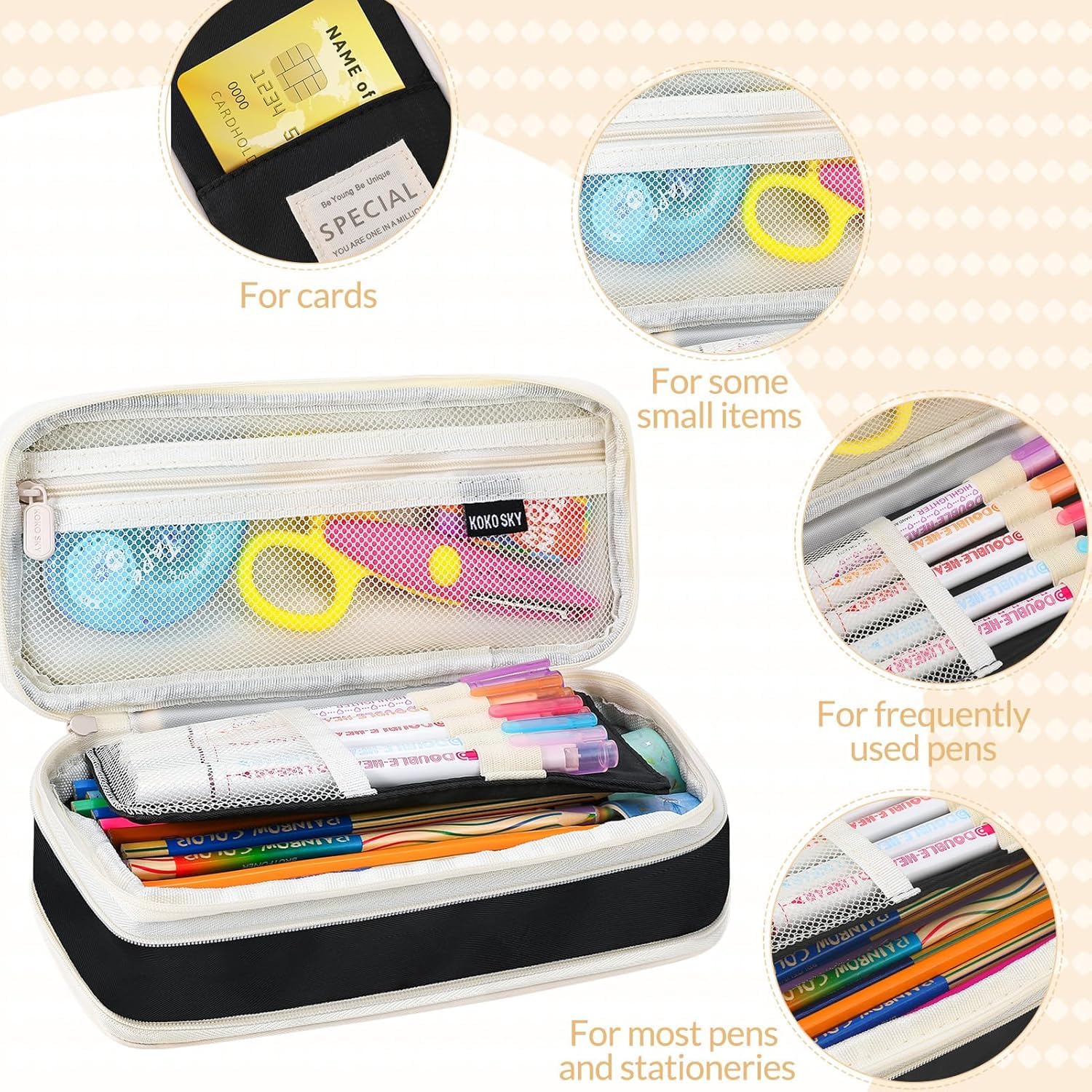 Niwlix Large Capacity Pencil Pouch Box for Girls & Boys Aesthetic Stationery Pouch for School Kids College Students, Pouches for School Girls (Black)