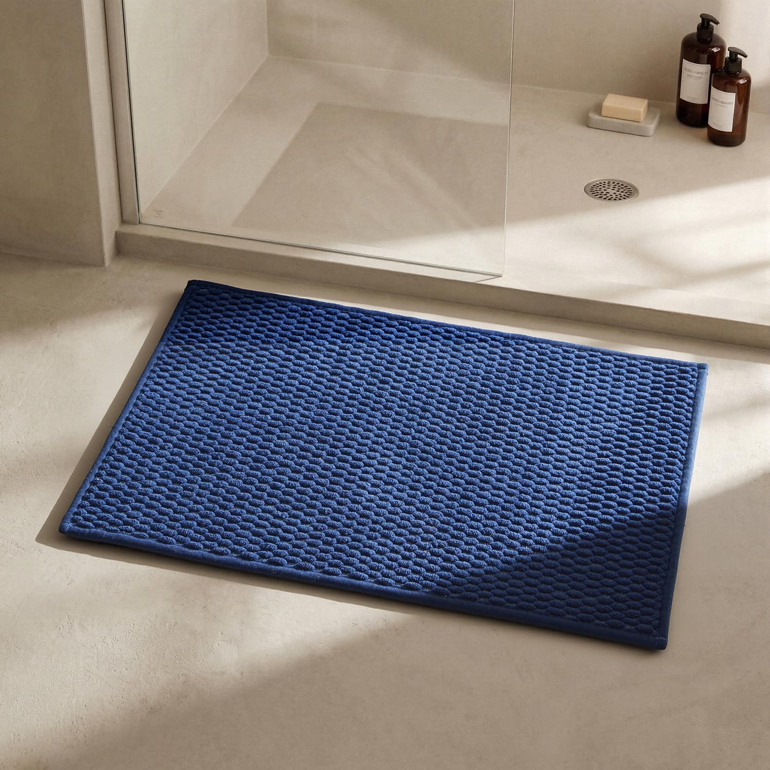 Photo 1 of Triohero Bathroom Rug Non Slip Washable Navy Blue 16"x24"