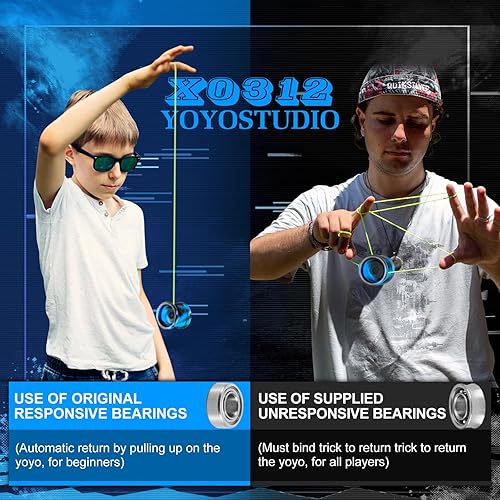 Miniatura 4 de YOYOSTUDIO X0312 Truco Yoyo Yoyo profesional sensible para niños de 8 a 12 años o más, Yo yo de metal giratorio para adultos con kit de rodamientos